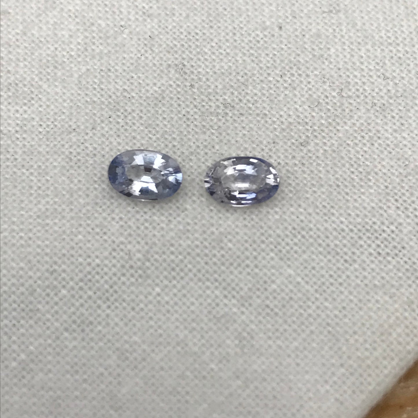 2 Natural Blue Sapphires 0.79 carats total, Loose Faceted Pair of Light Blue Sapphires, Oval Cut, 5.4x3.55mm Matching