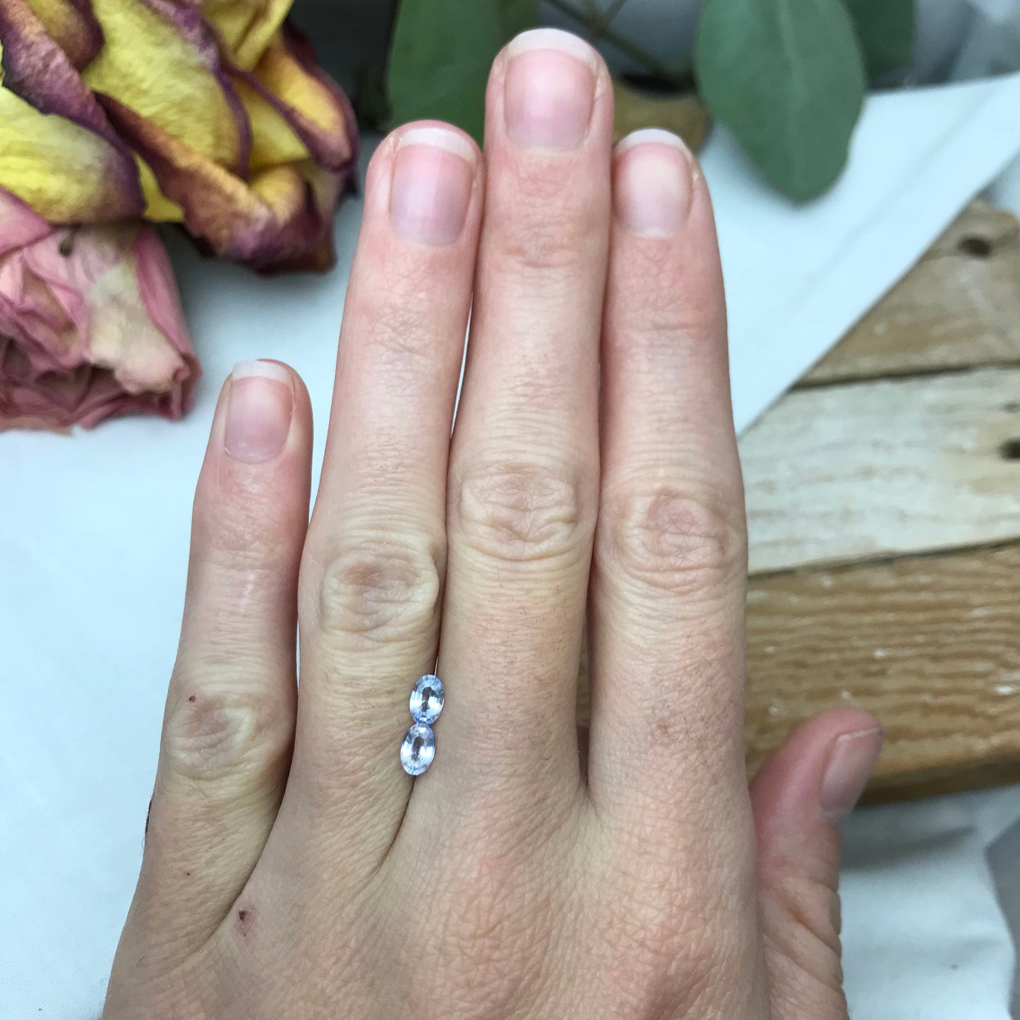 2 Natural Blue Sapphires 0.79 carats total, Loose Faceted Pair of Light Blue Sapphires, Oval Cut, 5.4x3.55mm Matching