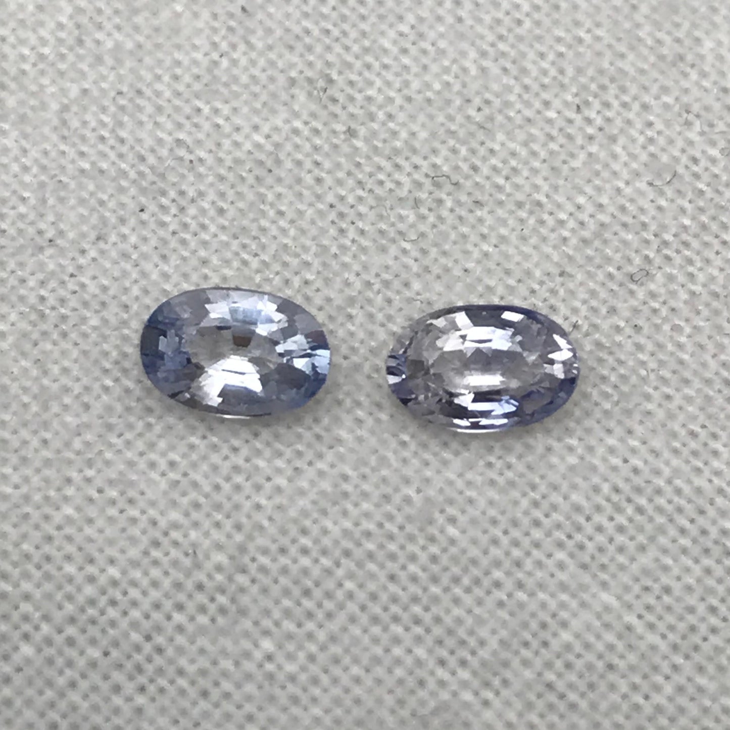 2 Natural Blue Sapphires 0.79 carats total, Loose Faceted Pair of Light Blue Sapphires, Oval Cut, 5.4x3.55mm Matching