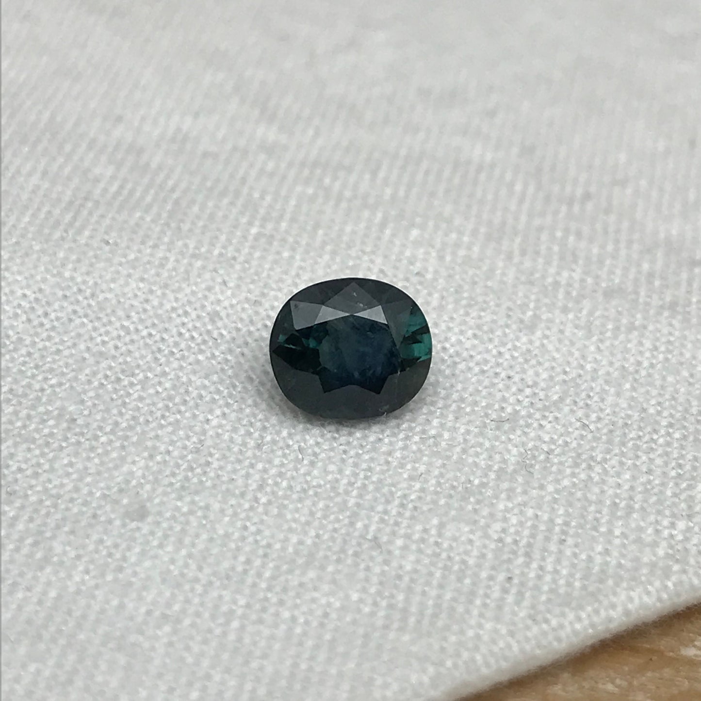 7x6mm Natural Green Blue Sapphire 1.31 Carat Oval Cut, Dark Greenish Blue Faceted Loose Heated Corundum