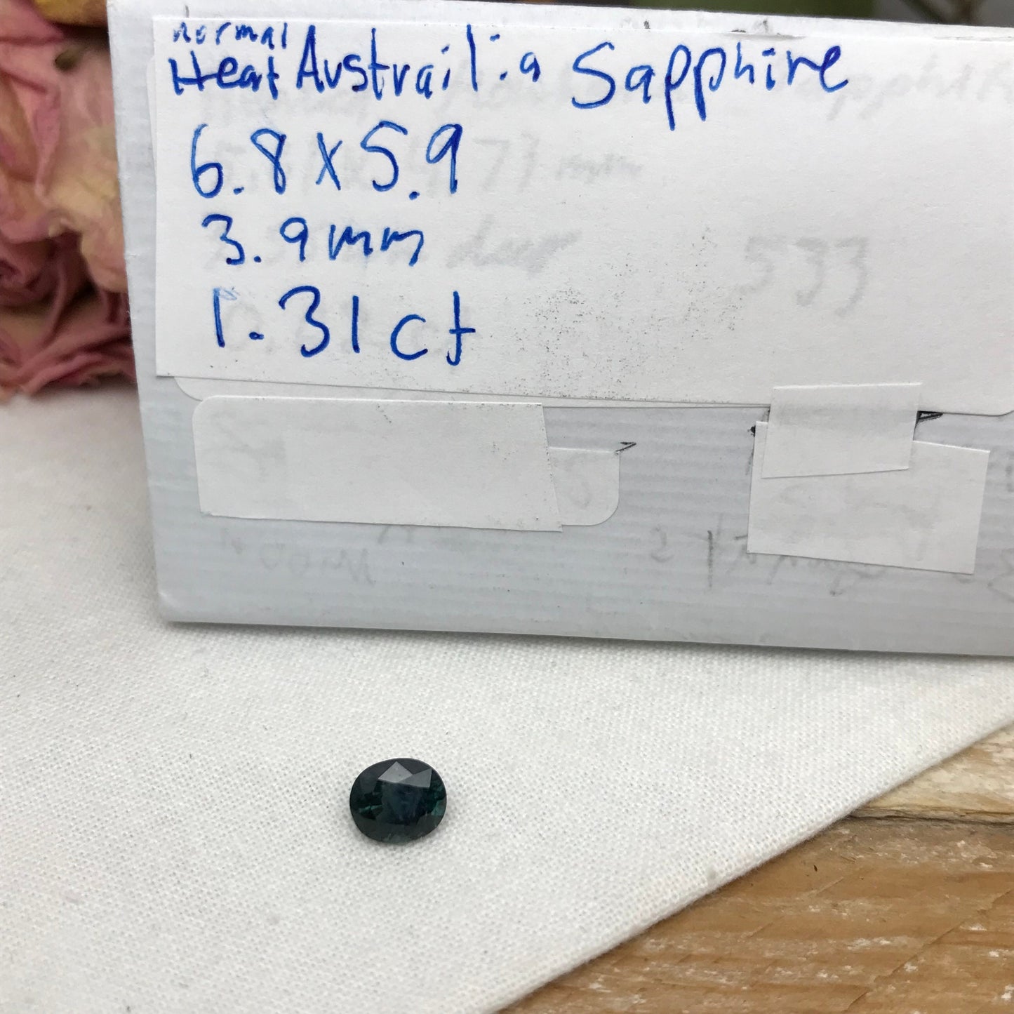 7x6mm Natural Green Blue Sapphire 1.31 Carat Oval Cut, Dark Greenish Blue Faceted Loose Heated Corundum