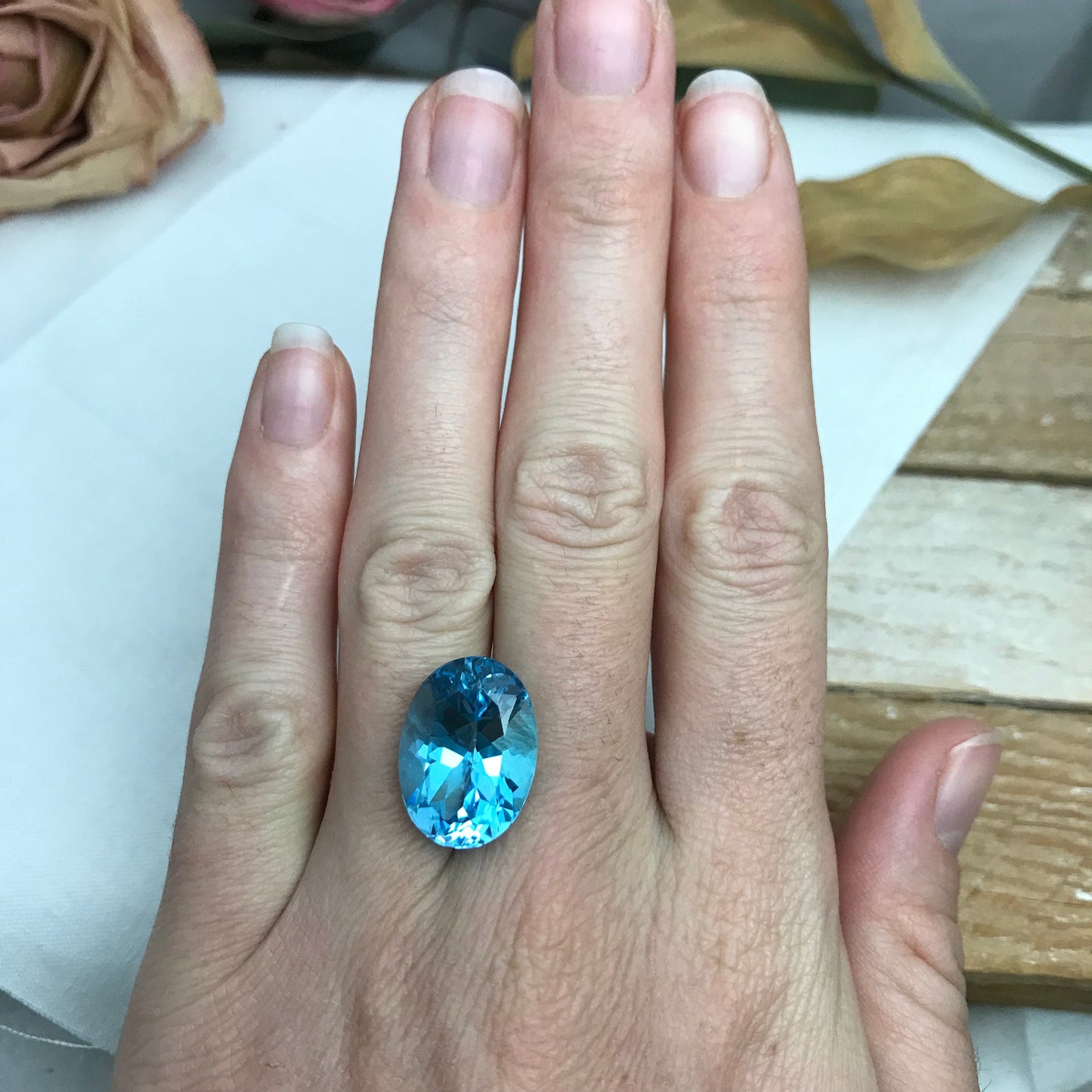 18 carat Blue Topaz -Chipped, 18x13mm Oval Worn Faceted Discount Gemstone, Reclaimed/Recycled Imperfect Gem,