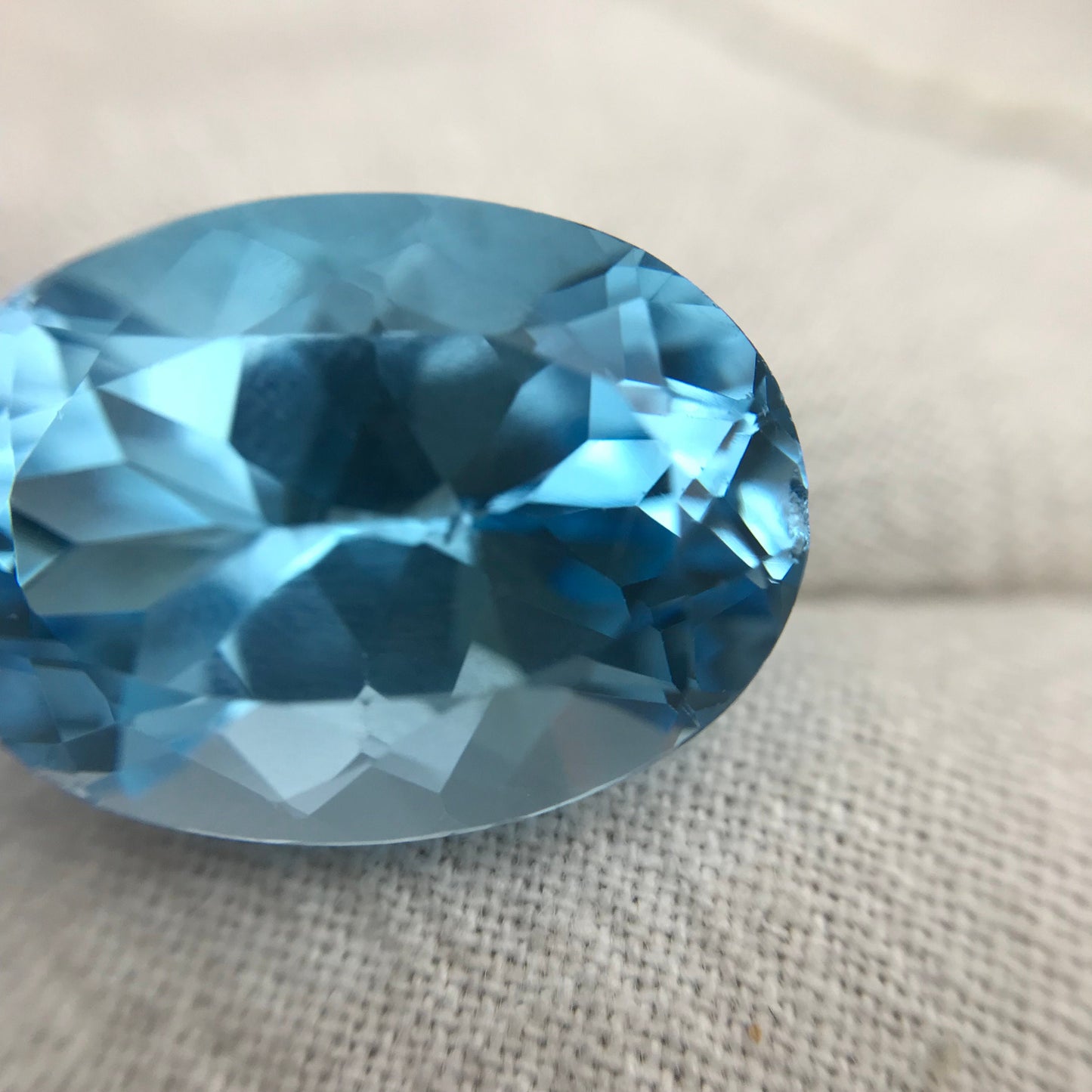 18 carat Blue Topaz -Chipped, 18x13mm Oval Worn Faceted Discount Gemstone, Reclaimed/Recycled Imperfect Gem,