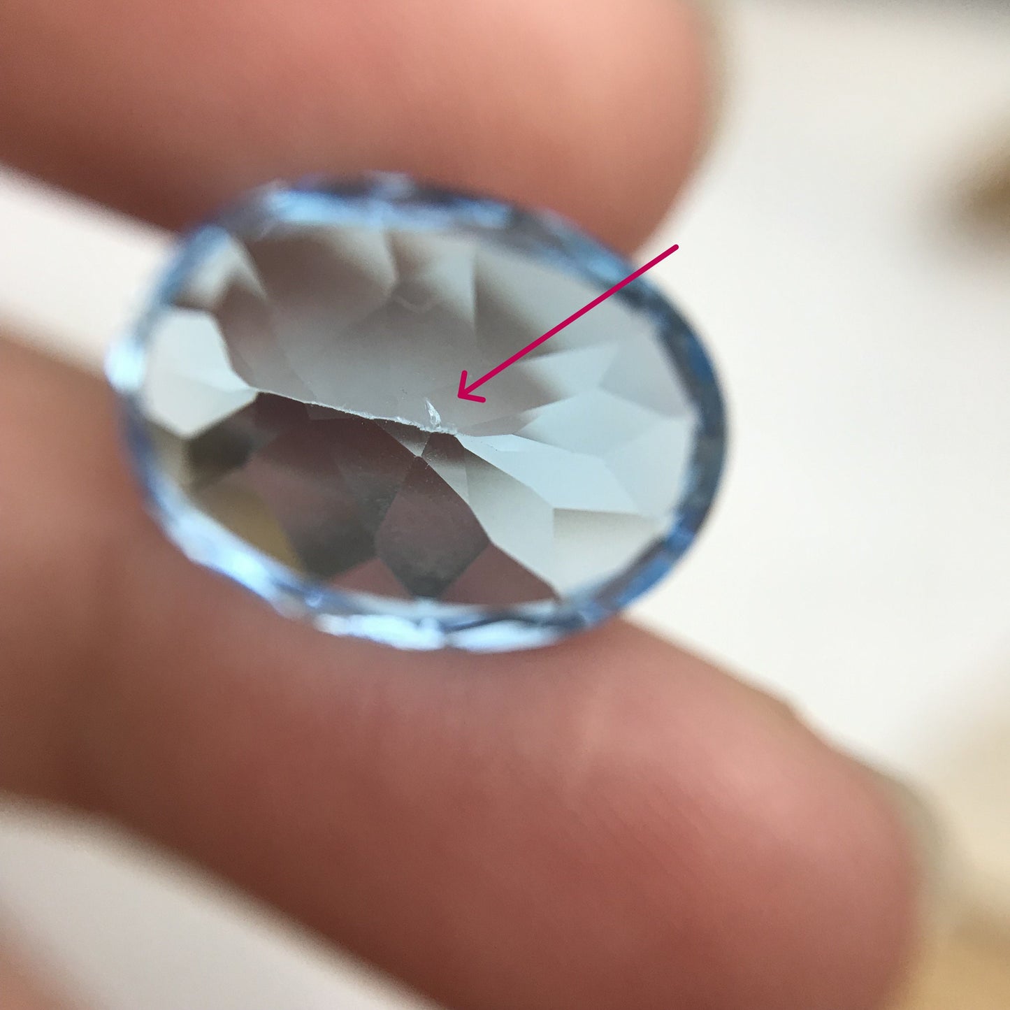18 carat Blue Topaz -Chipped, 18x13mm Oval Worn Faceted Discount Gemstone, Reclaimed/Recycled Imperfect Gem,