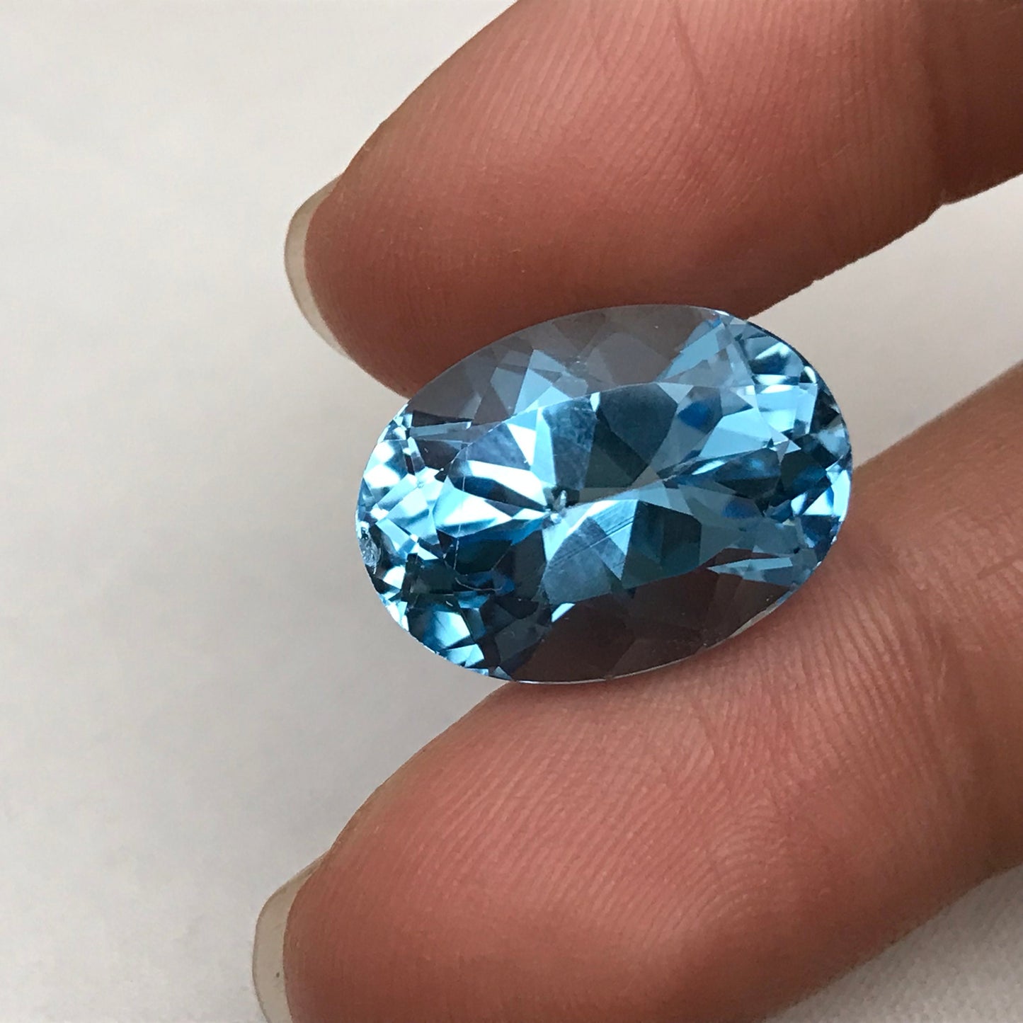 18 carat Blue Topaz -Chipped, 18x13mm Oval Worn Faceted Discount Gemstone, Reclaimed/Recycled Imperfect Gem,
