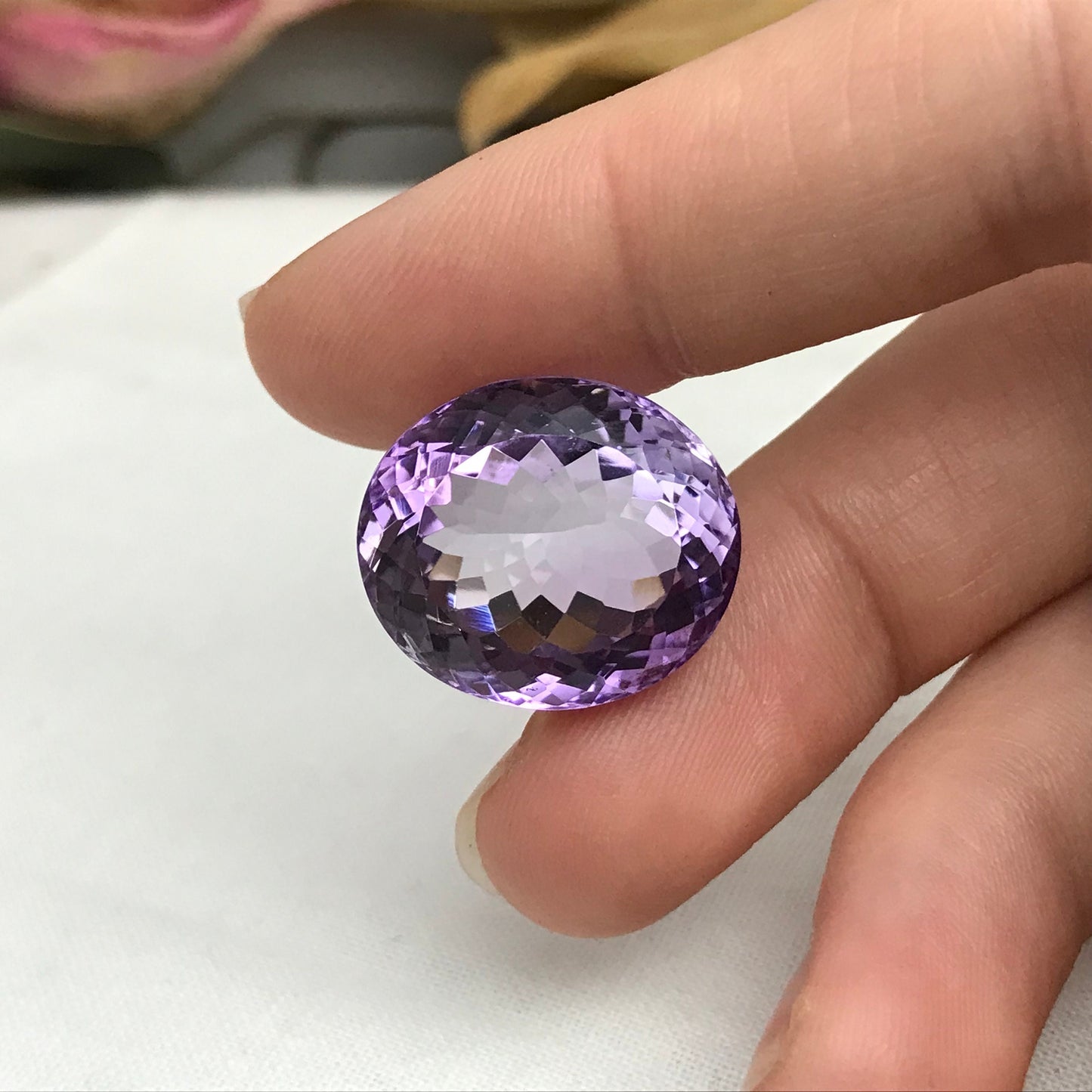 26.87 Carat Purple Amethyst 20x17.5mm Oval Cut Large Loose Gemstone, Faceted February Birthstone