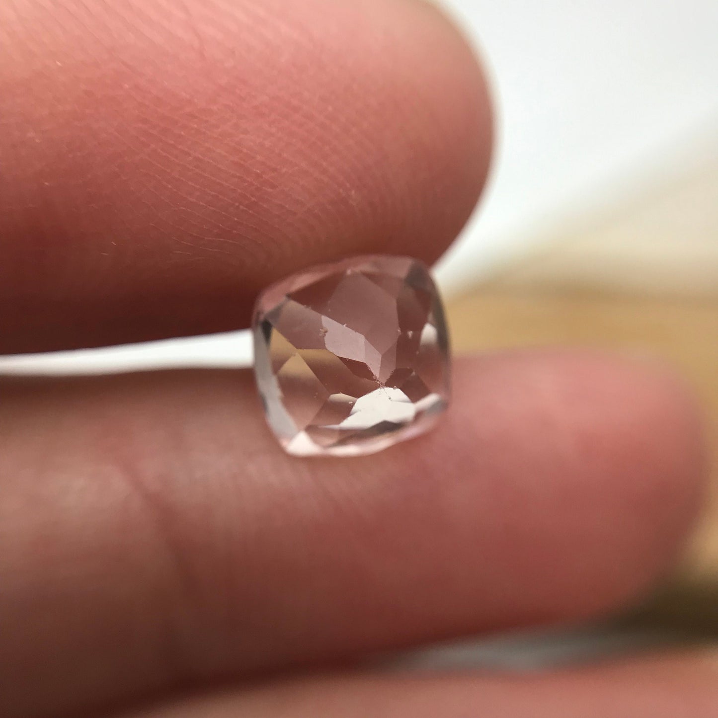 8mm Morganite Square Cushion Cut, 2 carat Peachy Pink Loose Faceted Gemstone