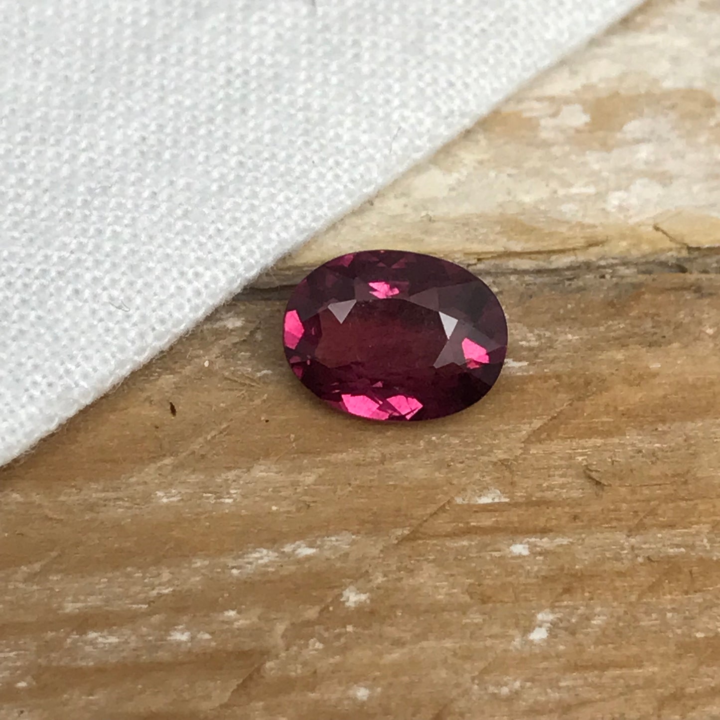 Natural Rhodolite Garnet, 1.33 carat, 7.7x5.8 Rose Red Garnet, Faceted Oval Cut Raspbery Garnet