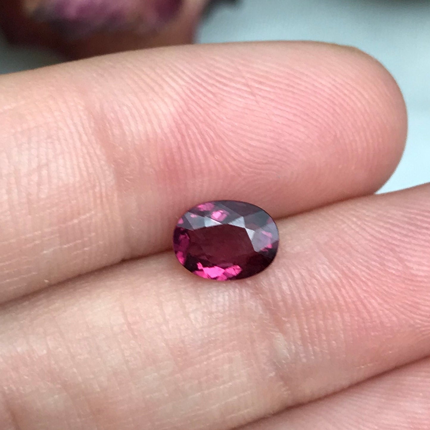 Natural Rhodolite Garnet, 1.33 carat, 7.7x5.8 Rose Red Garnet, Faceted Oval Cut Raspbery Garnet