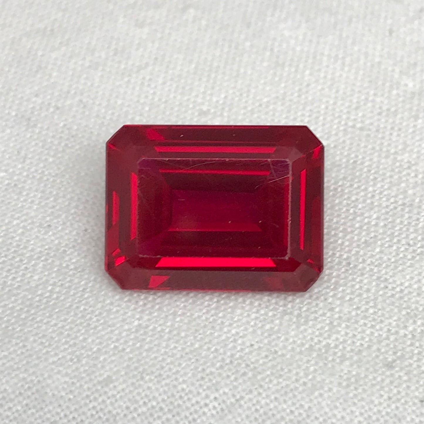 16x12mm Lab Created Ruby Emerald Cut, 15 carat Recycled Large Synthetic Gem