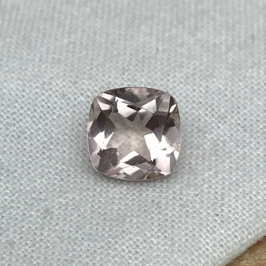 8mm Morganite Square Cushion Cut, 2 carat Peachy Pink Loose Faceted Gemstone