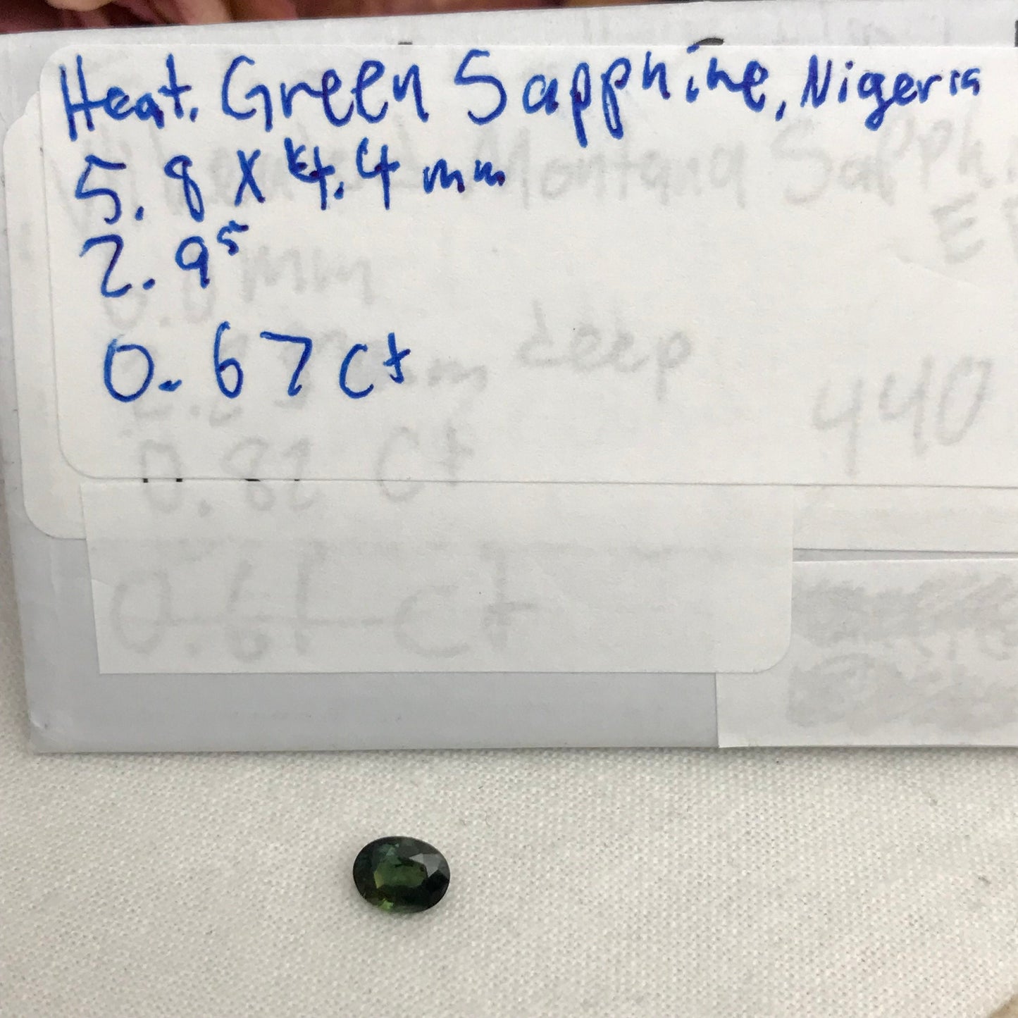 0.67 carat Natural Green Sapphire Oval Approx. 5x4.5mm