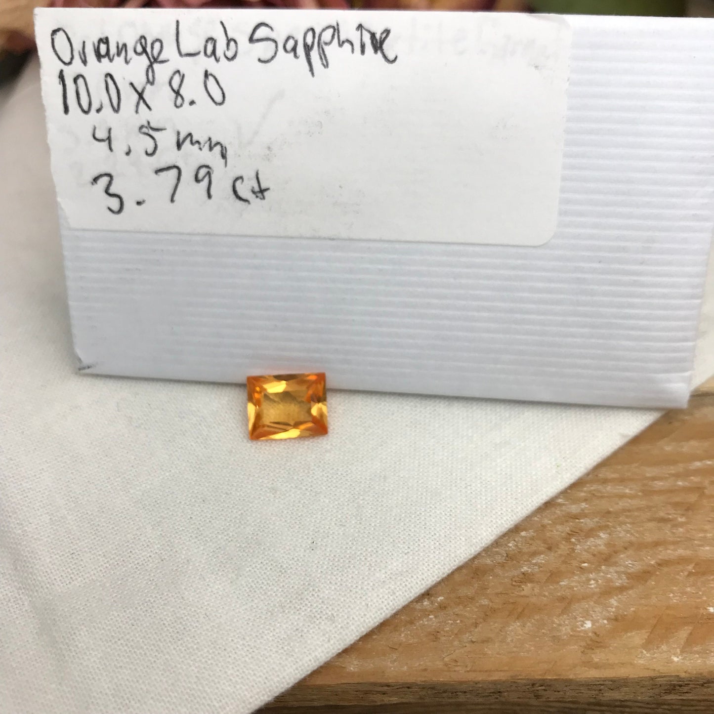10x8mm Orange Lab Sapphire 3.79 Carat Rectangle Cut