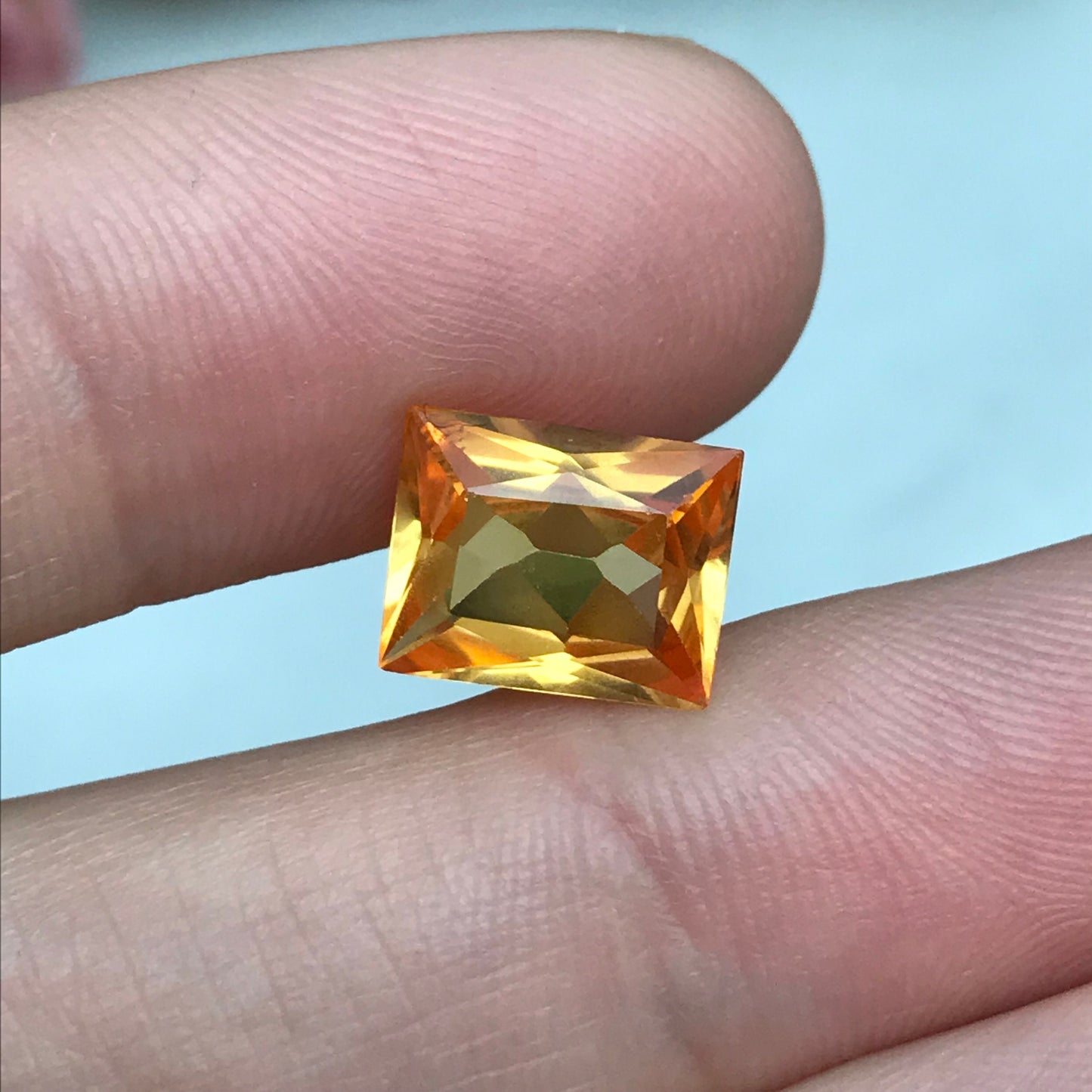 10x8mm Orange Lab Sapphire 3.79 Carat Rectangle Cut