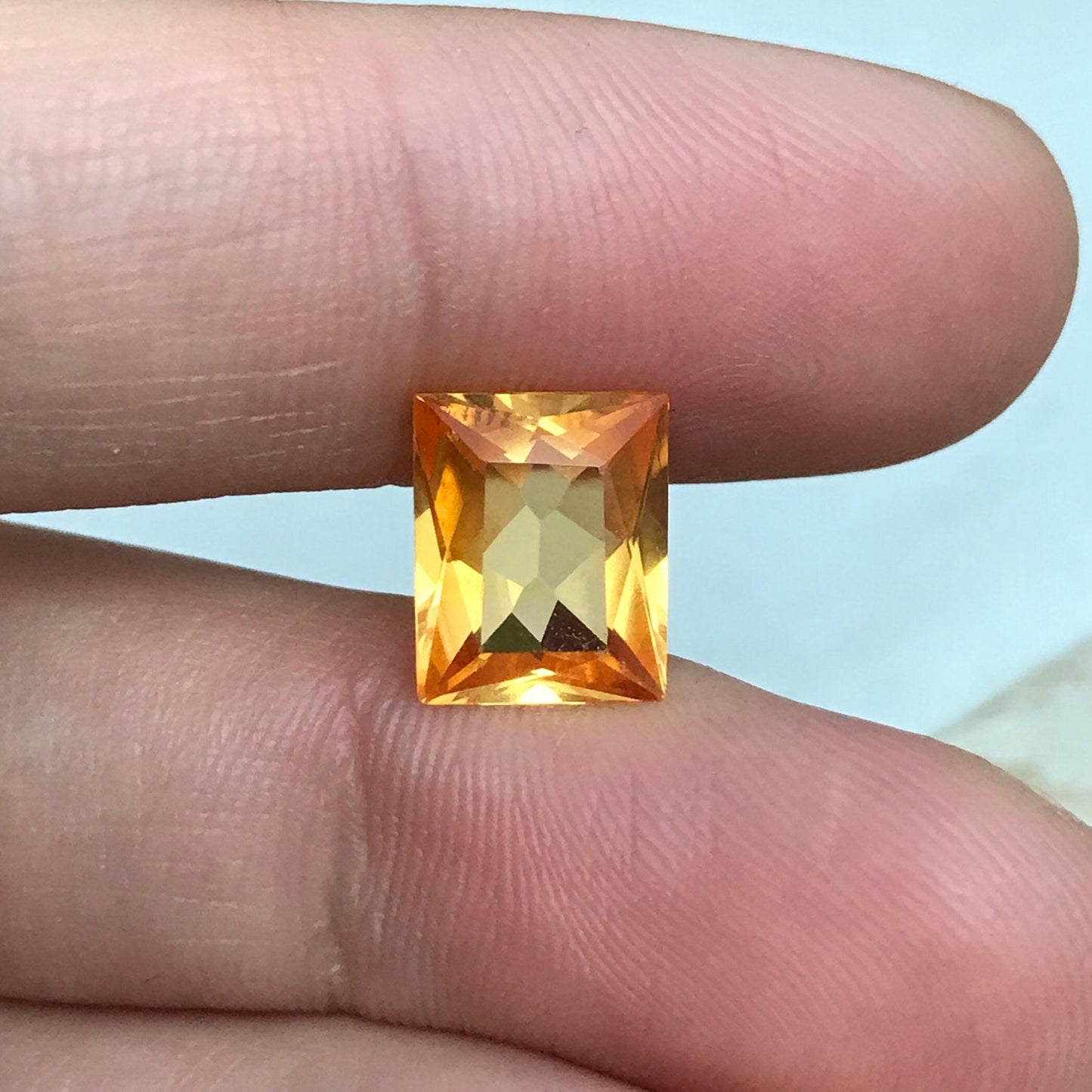 10x8mm Orange Lab Sapphire 3.79 Carat Rectangle Cut