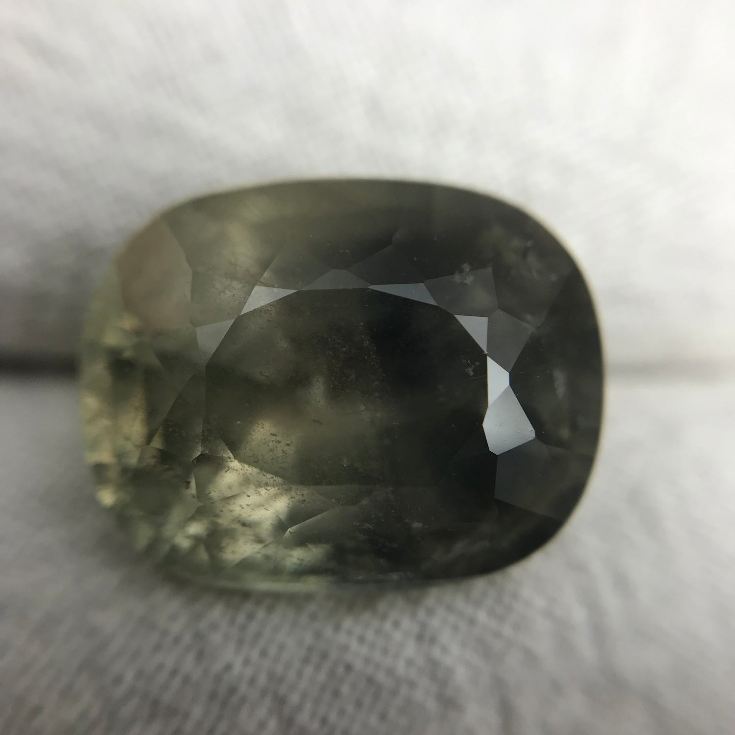 12.91 Carat Color Change Sapphire 14.39x11.56mm Cushion Cut, Green Yellow to Purple, Natural Unheated Faceted Loose Sapphire, Tanzania