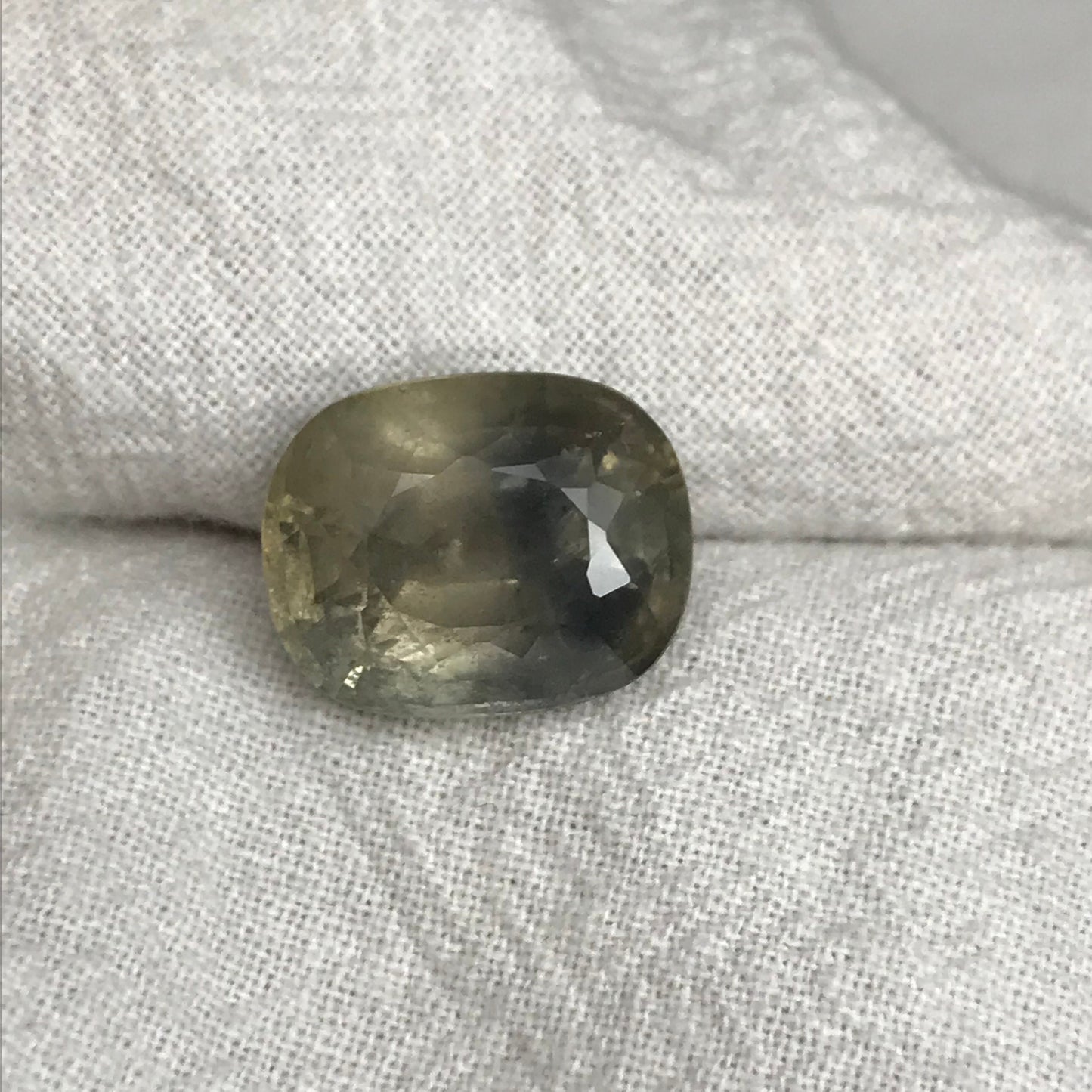 12.91 Carat Color Change Sapphire 14.39x11.56mm Cushion Cut, Green Yellow to Purple, Natural Unheated Faceted Loose Sapphire, Tanzania