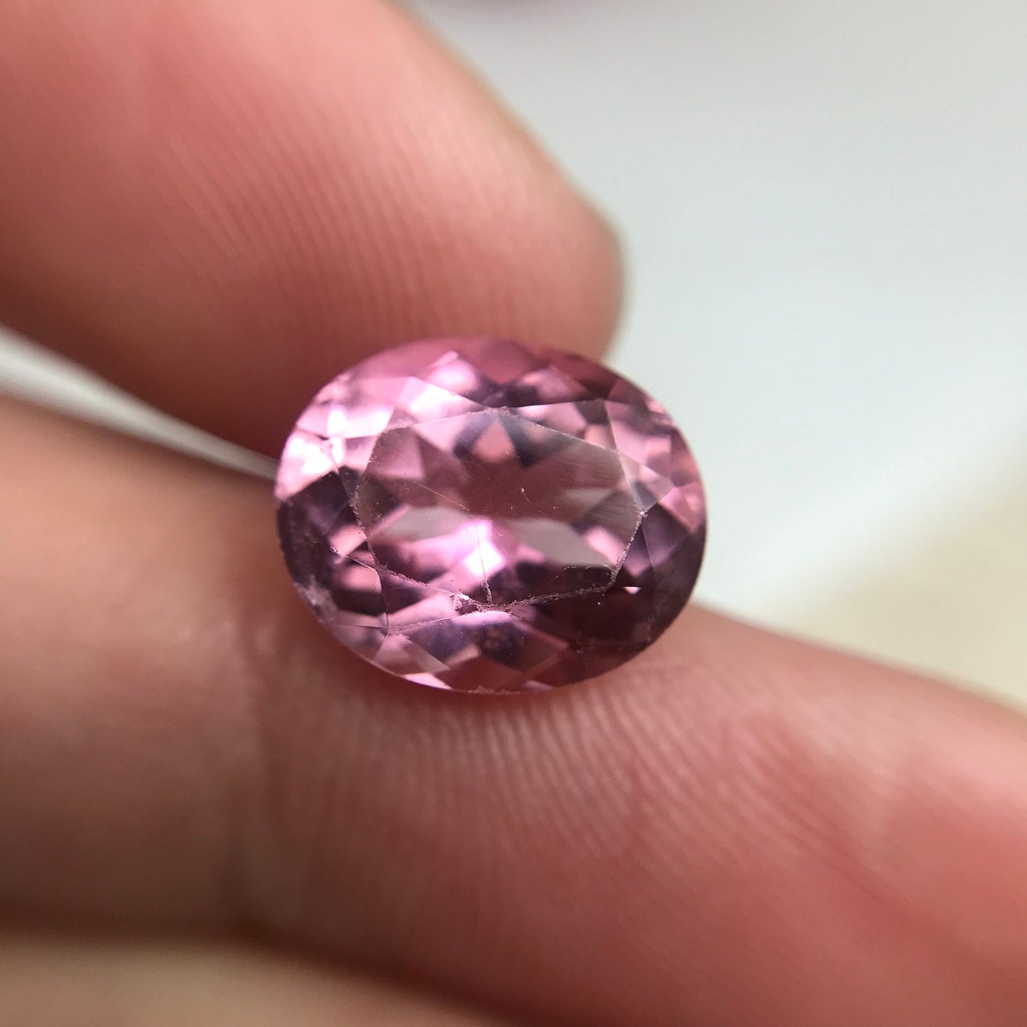 4.22 Carat Natural Pink Tourmaline 11.3x9.4mm Oval Cut, Faceted Loose Gemstone, scratched
