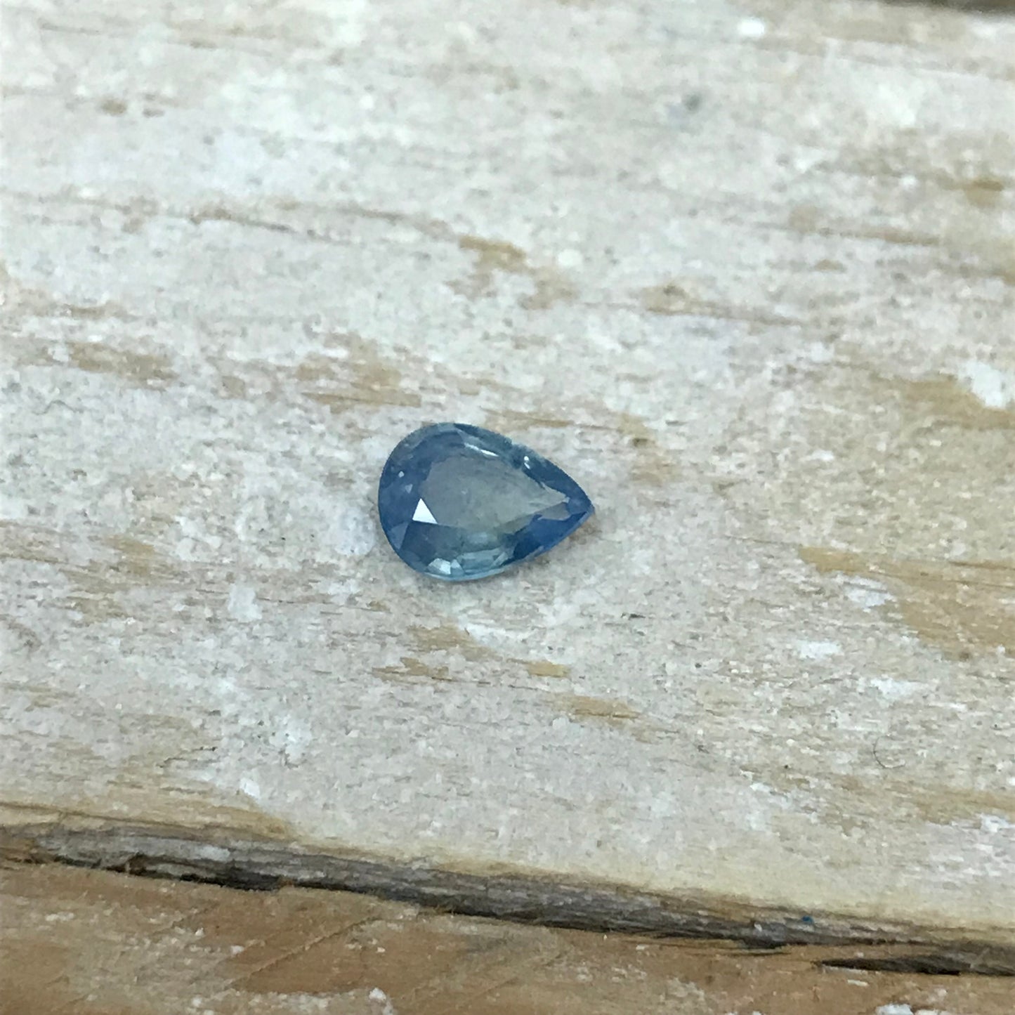 7x5mm Natural Milky Blue Sapphire 0.84 Carat, Silky Sapphire Pear cut