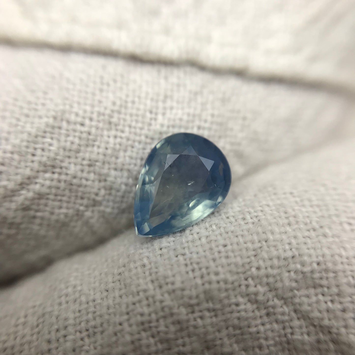 7x5mm Natural Milky Blue Sapphire 0.84 Carat, Silky Sapphire Pear cut