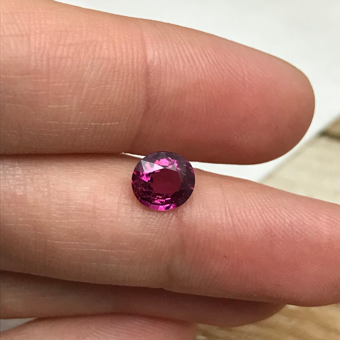 7x6.5mm Natural Rhodolite Garnet, 1.42 carat, Purple Pink Garnet, Faceted Oval Cut