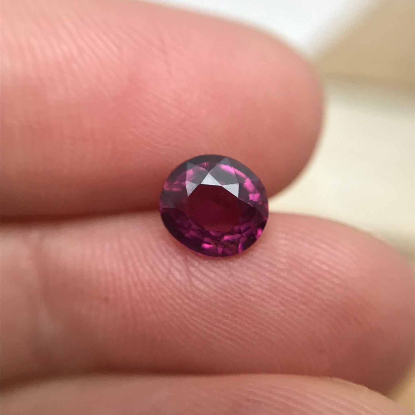 7x6.5mm Natural Rhodolite Garnet, 1.42 carat, Purple Pink Garnet, Faceted Oval Cut