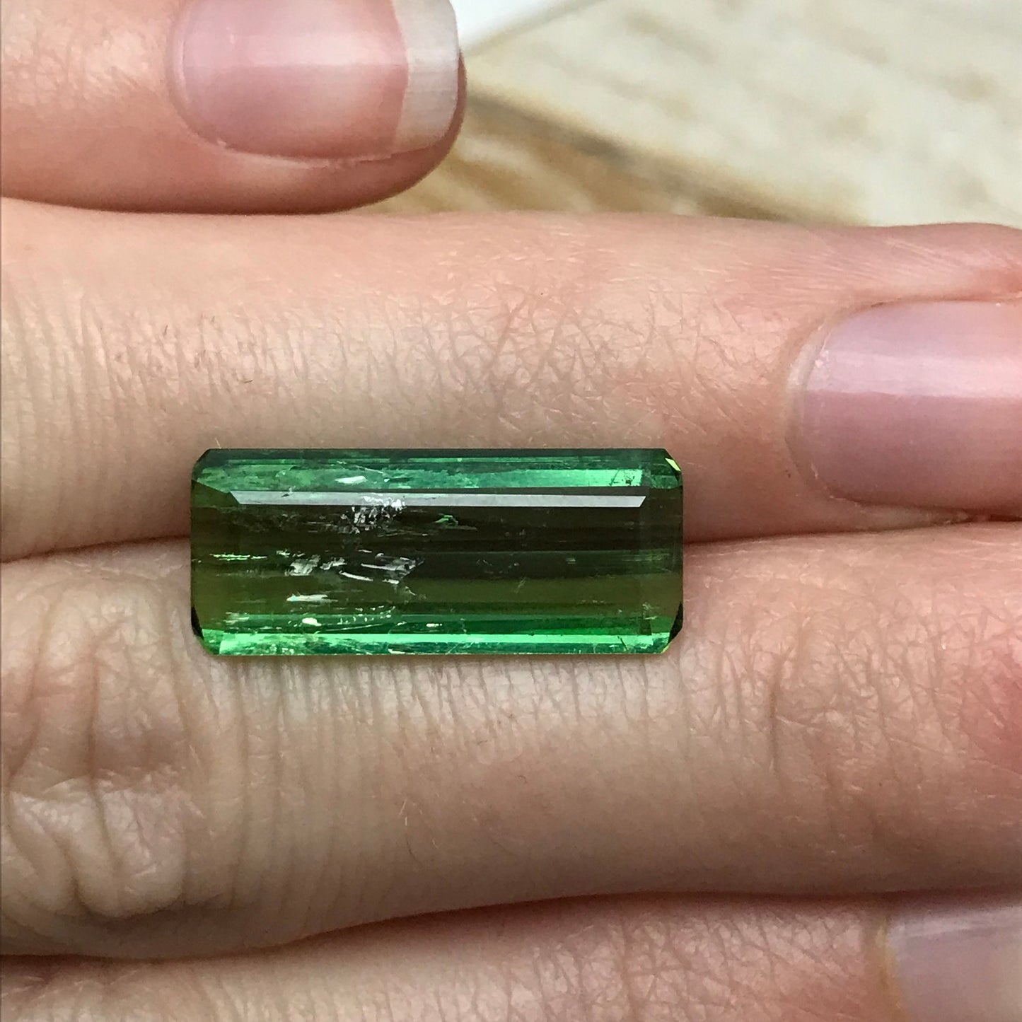 6.93 carat Green Tourmaline 19.6x8mm Octagon Cut Faceted Loose Unmounted Gem Gemstone