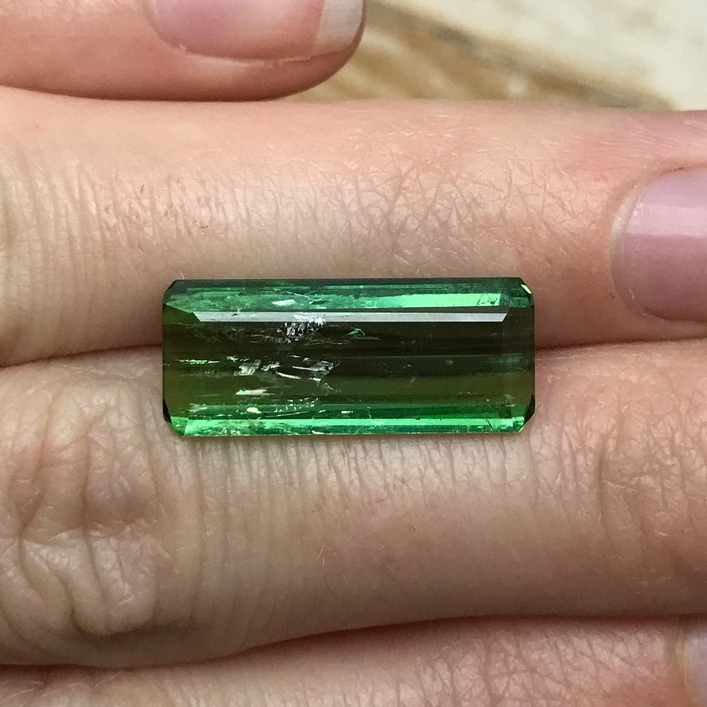 6.93 carat Green Tourmaline 19.6x8mm Octagon Cut Faceted Loose Unmounted Gem Gemstone