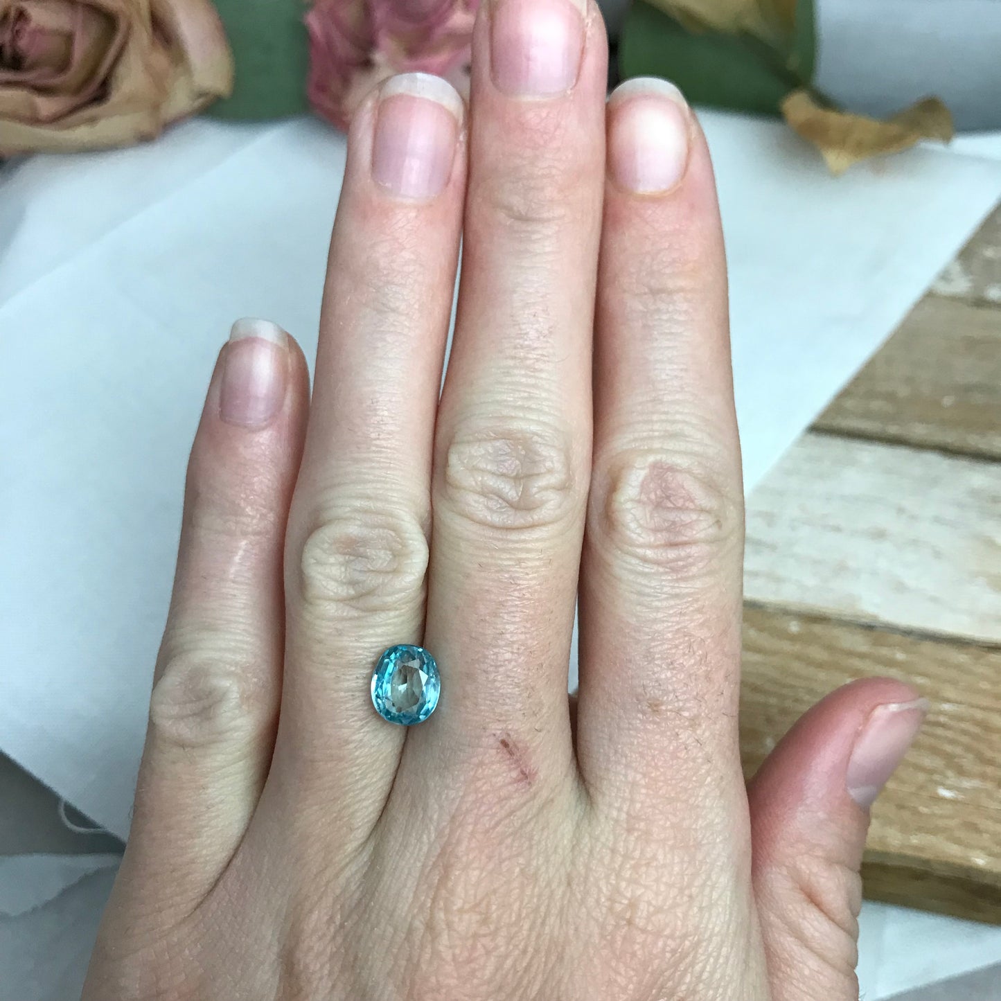 3 carat Blue Green Zircon 8.3x7.1mm Oval Loose Gemstone Sea Blue Zircon, December Birthstone