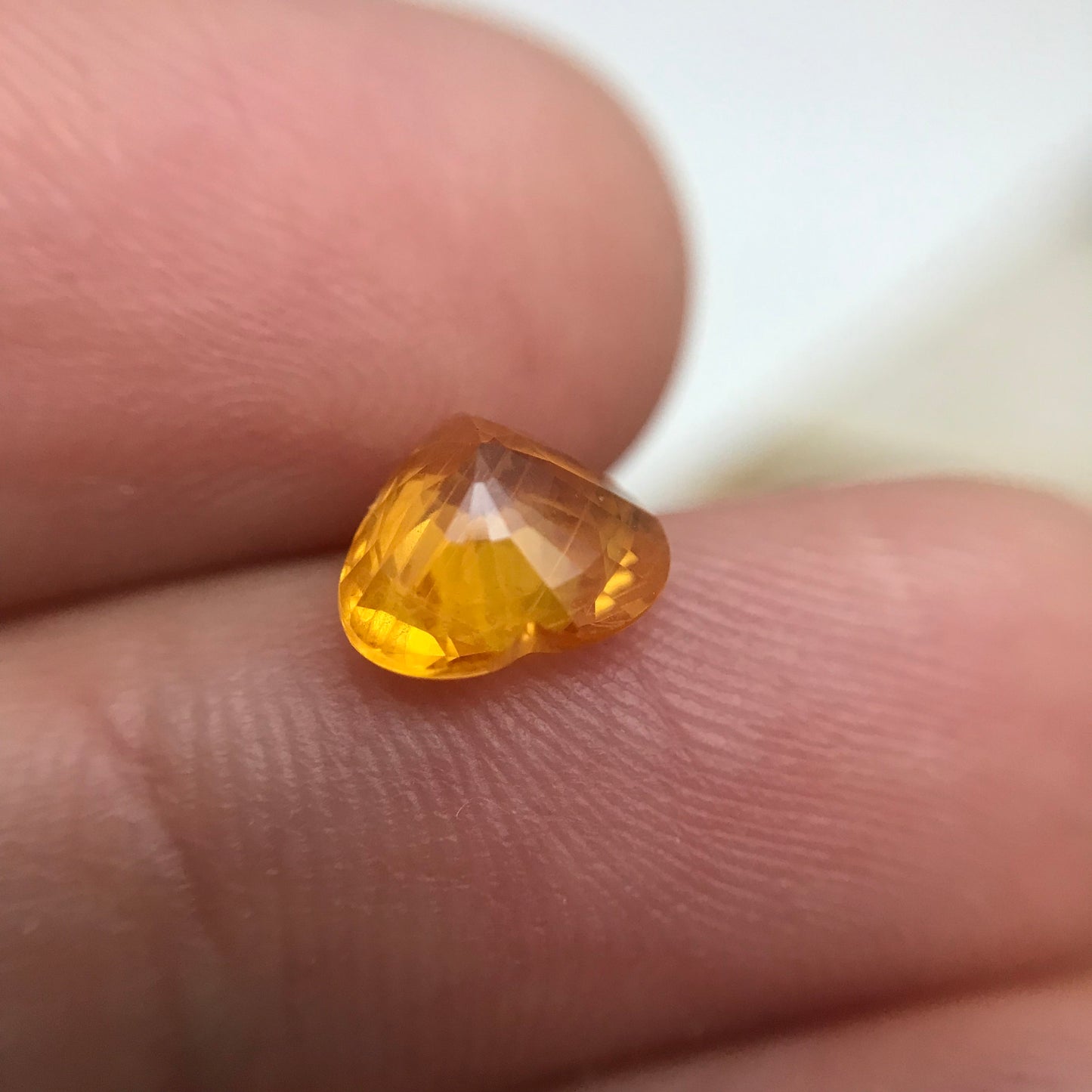1.65 Ct Orange Sapphire 7.5x6.8mm Color Treated Heart Cut Vivid Fancy Color Sapphire