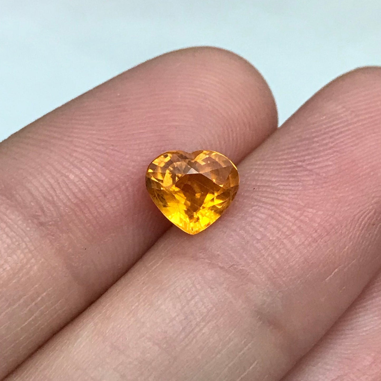 1.65 Ct Orange Sapphire 7.5x6.8mm Color Treated Heart Cut Vivid Fancy Color Sapphire