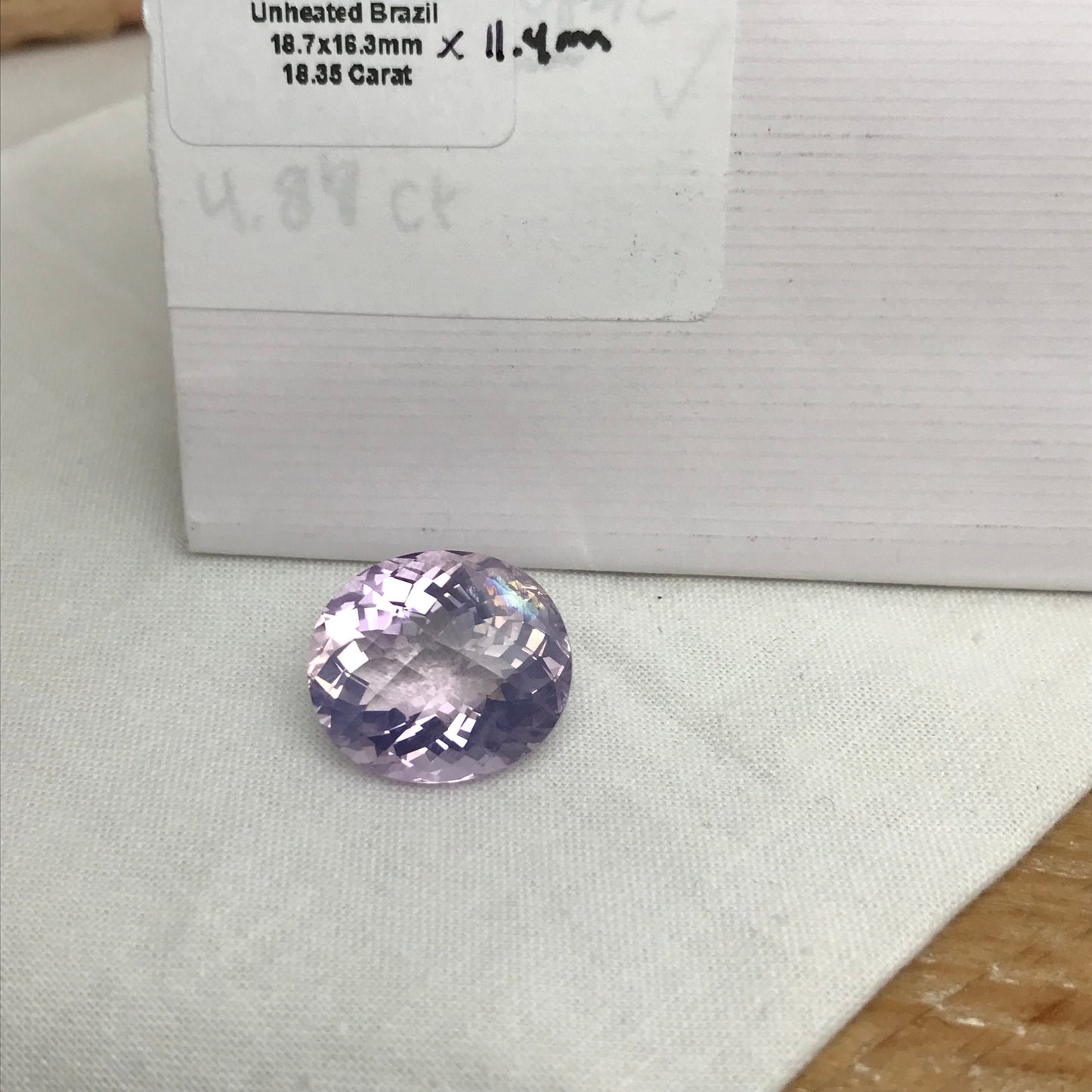 18 Ct Lavender Quartz with Rainbow Inclusion, 18.7x16.3mm, sometimes called "Lavender Amethyst"