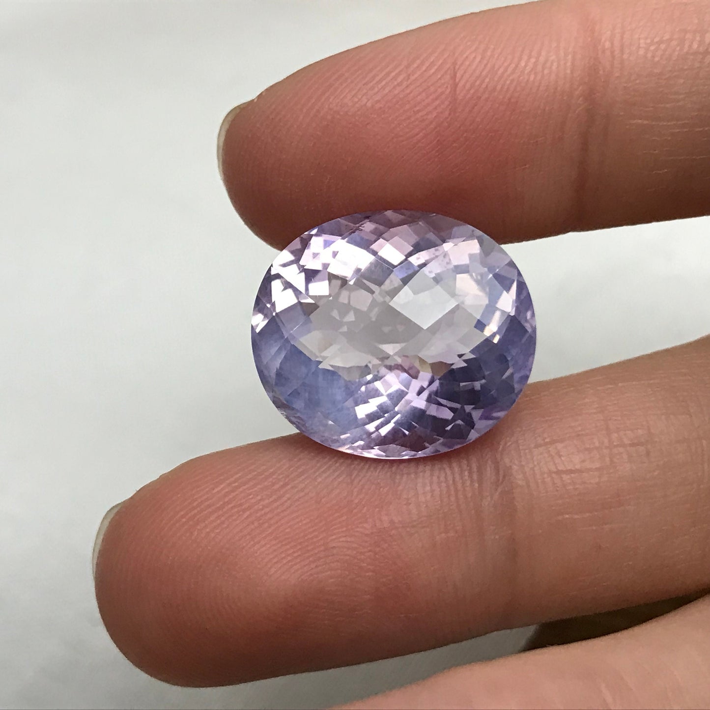 18 Ct Lavender Quartz with Rainbow Inclusion, 18.7x16.3mm, sometimes called "Lavender Amethyst"