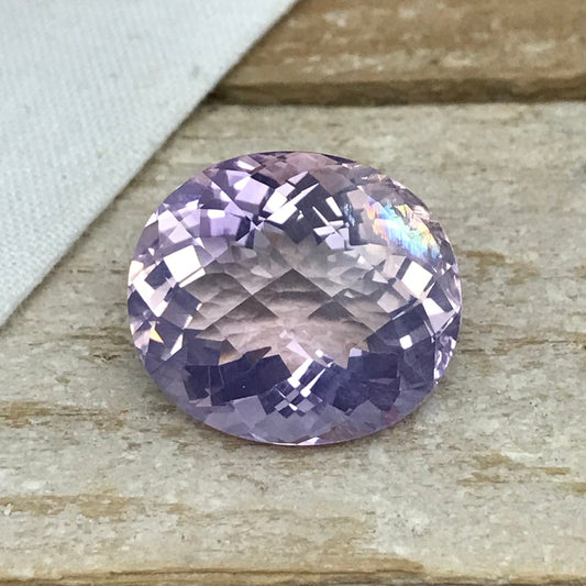 18 Ct Lavender Quartz with Rainbow Inclusion, 18.7x16.3mm, sometimes called "Lavender Amethyst"
