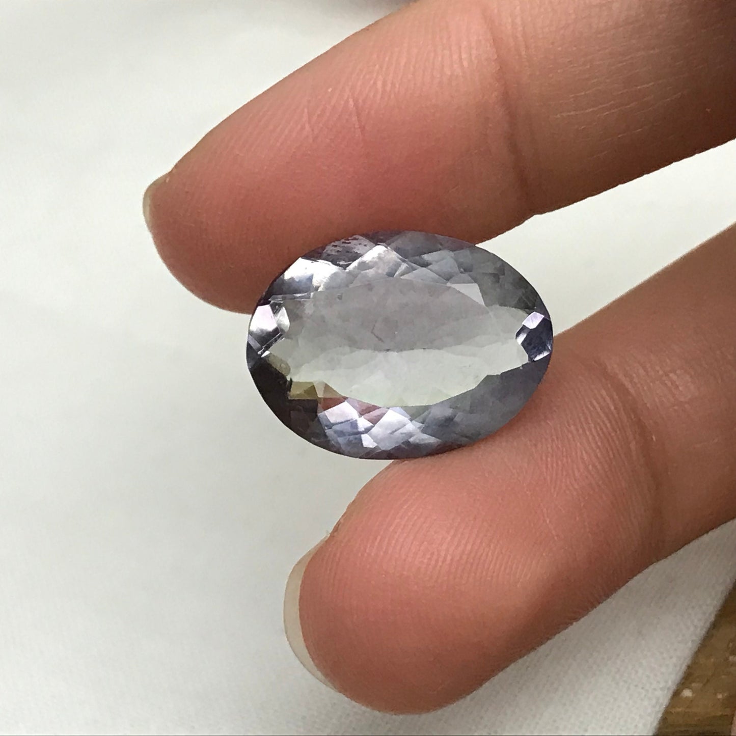Purple Grey Fluorite 19.2x14.3mm Oval Cut 15.64 Carat, Faceted Loose Bi-Color Fluorite, 19x14mm Purple & Green