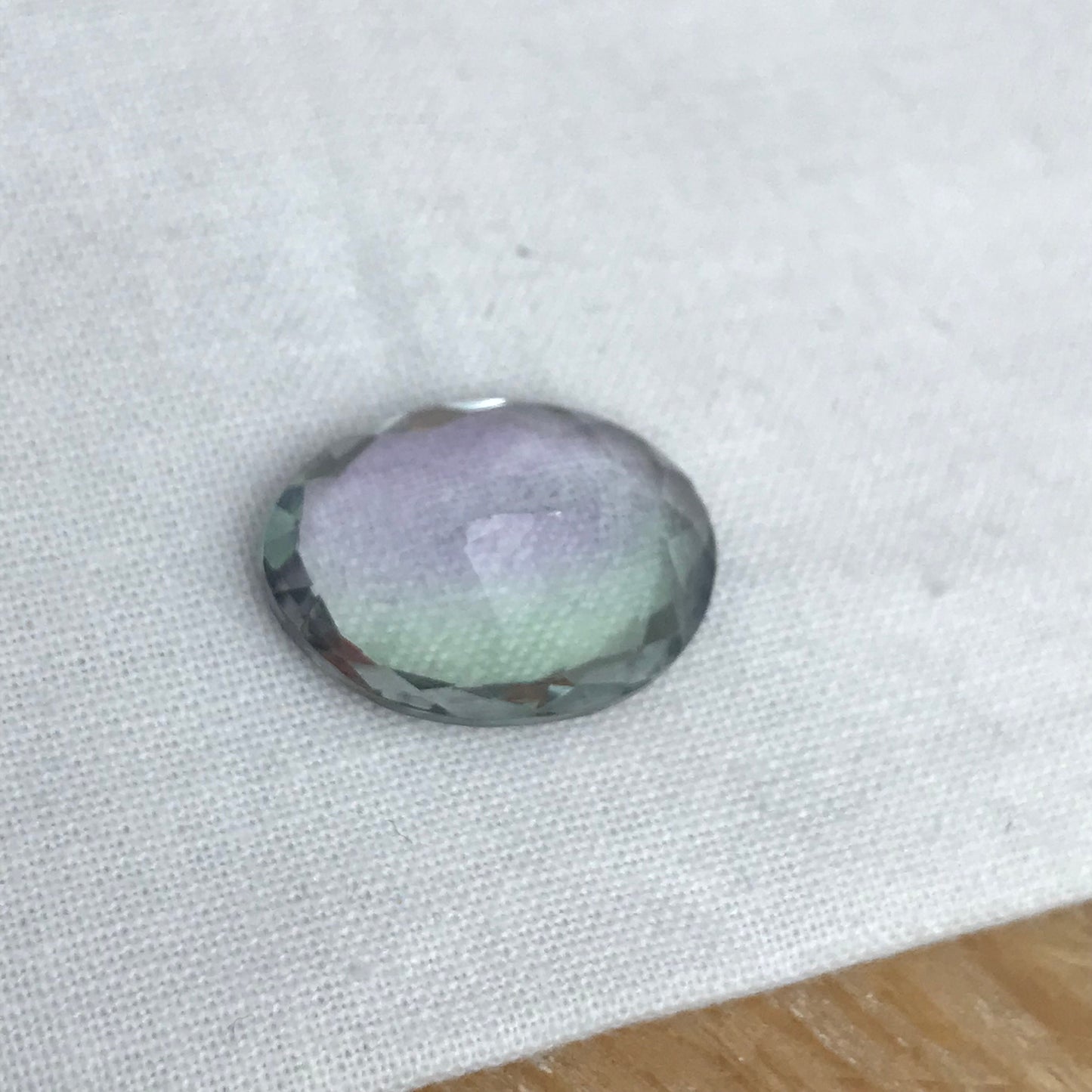 Purple Grey Fluorite 19.2x14.3mm Oval Cut 15.64 Carat, Faceted Loose Bi-Color Fluorite, 19x14mm Purple & Green