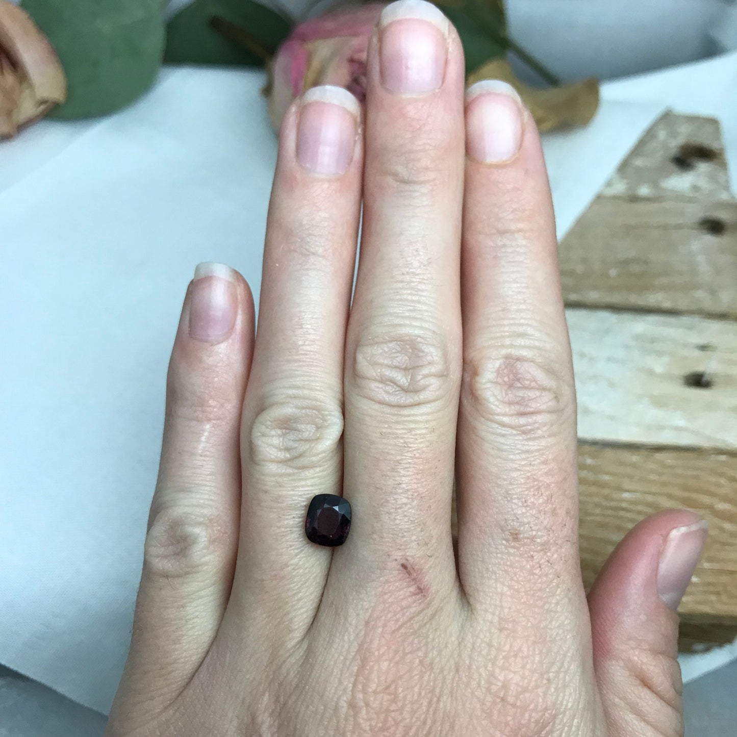 1.47 Ct Natural Purple Spinel 7.2x6.3 Cushion Cut, Faceted Loose Gemstone, Dark Reddish Purple Stone, 7x6mm