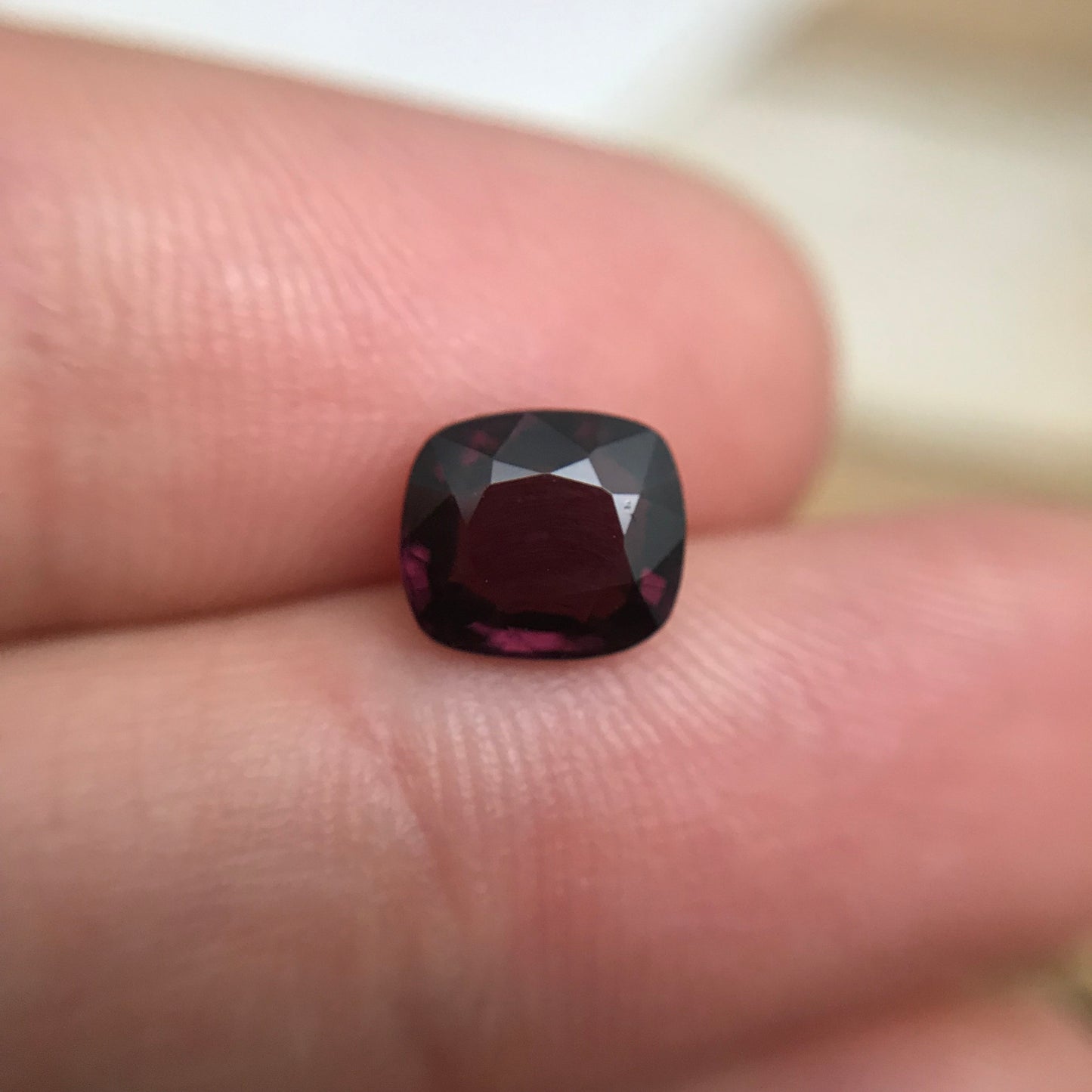 1.47 Ct Natural Purple Spinel 7.2x6.3 Cushion Cut, Faceted Loose Gemstone, Dark Reddish Purple Stone, 7x6mm