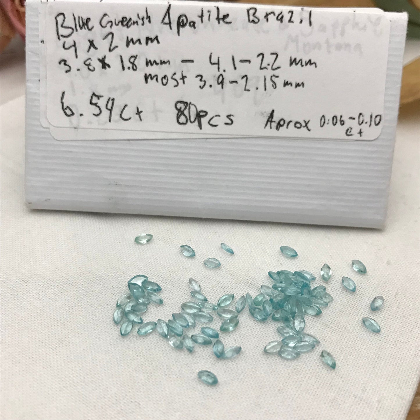 One- 4x2mm Blue Apatite Marquise Cut, Blue Seafoam Faceted Loose Gemstone,  Approx. 0.06-0.10 Carat