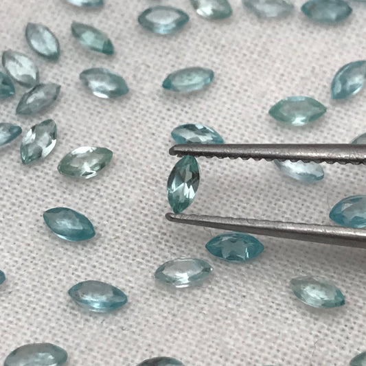 One- 4x2mm Blue Apatite Marquise Cut, Blue Seafoam Faceted Loose Gemstone,  Approx. 0.06-0.10 Carat