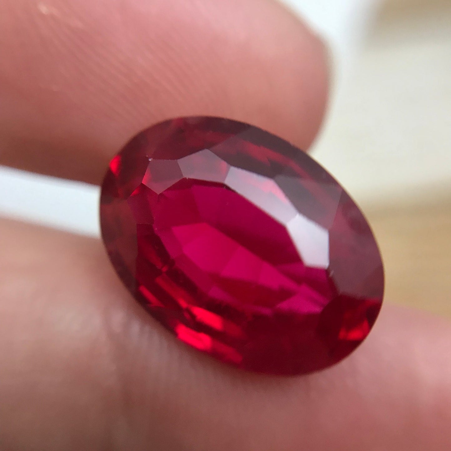 16x12mm Lab Ruby 11.38 Ct Oval Cut Loose Synthetic Ruby, Faceted July Birthstone