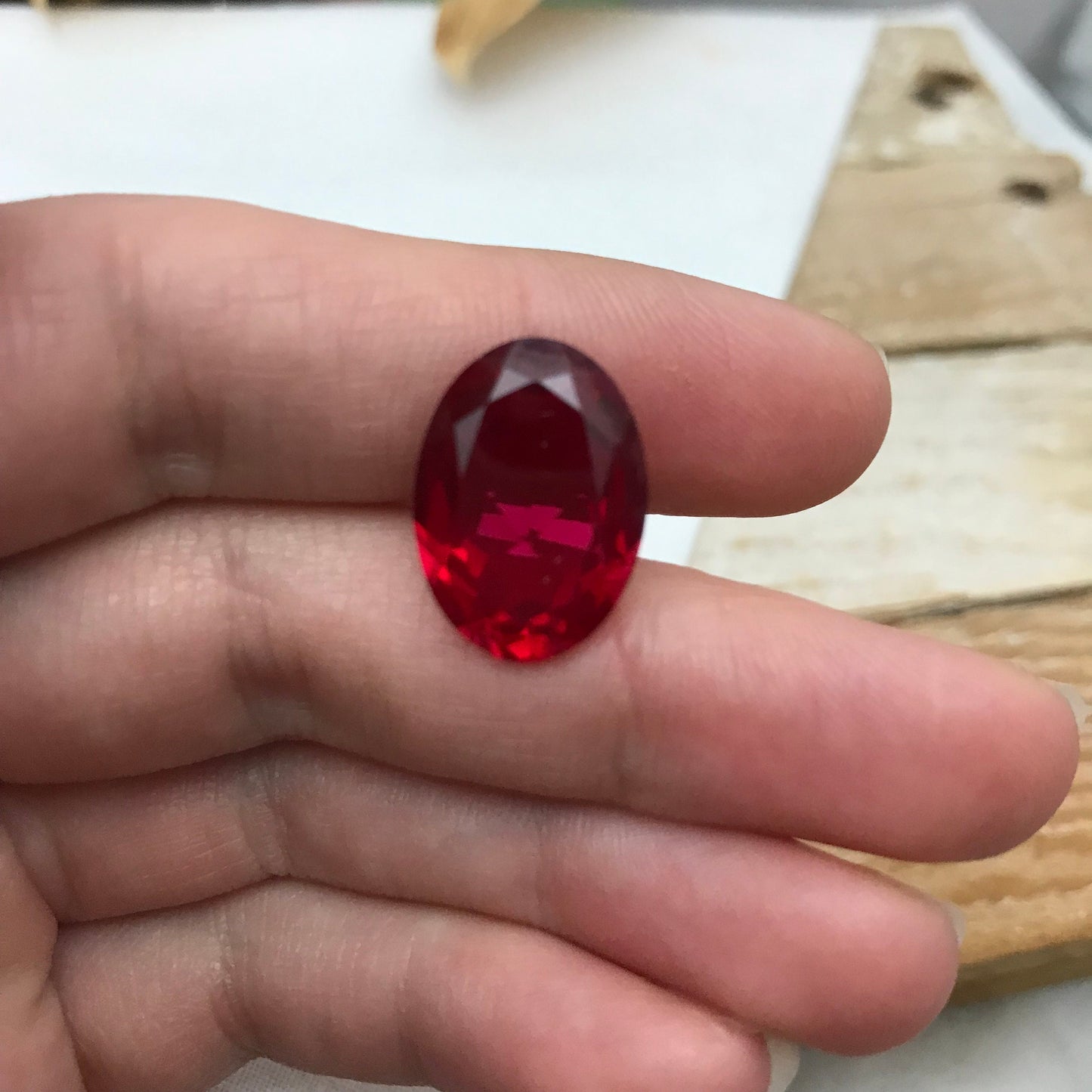 18x13mm Lab Ruby 15.14 Ct Oval Cut Loose Synthetic Ruby, Faceted July Birthstone