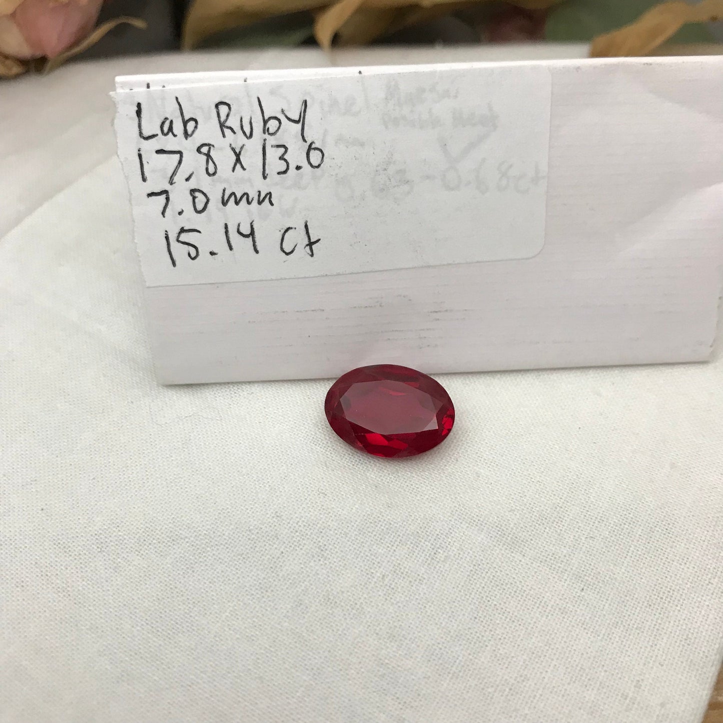 18x13mm Lab Ruby 15.14 Ct Oval Cut Loose Synthetic Ruby, Faceted July Birthstone