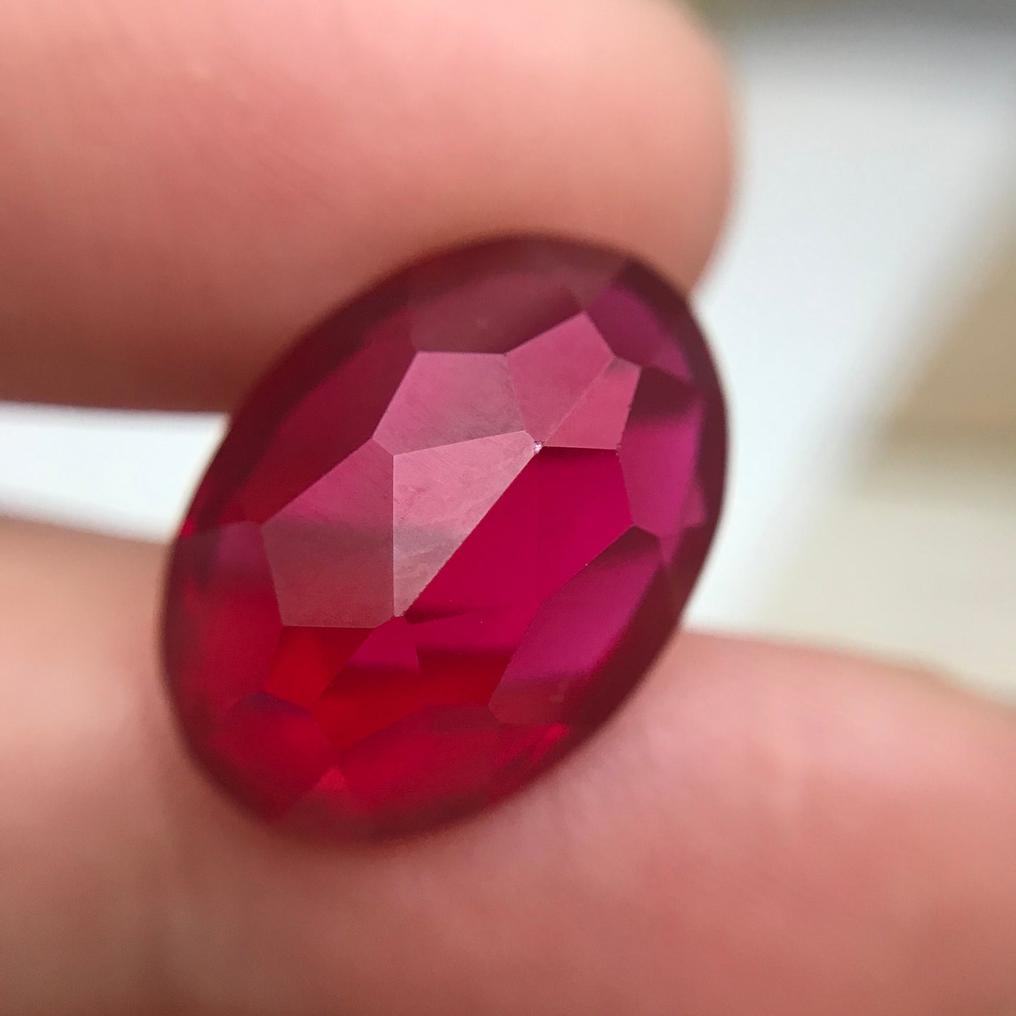 18x13mm Lab Ruby 15.14 Ct Oval Cut Loose Synthetic Ruby, Faceted July Birthstone