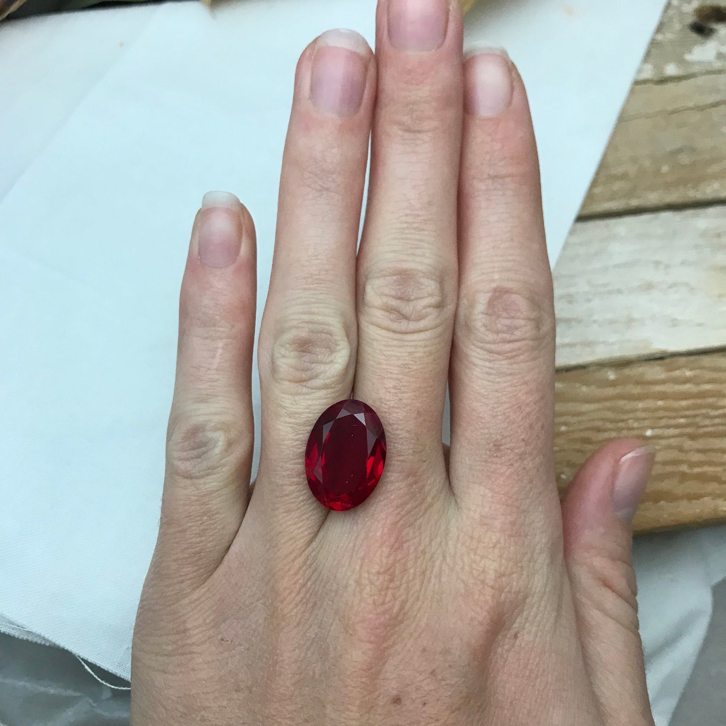 18x13mm Lab Ruby 15.14 Ct Oval Cut Loose Synthetic Ruby, Faceted July Birthstone