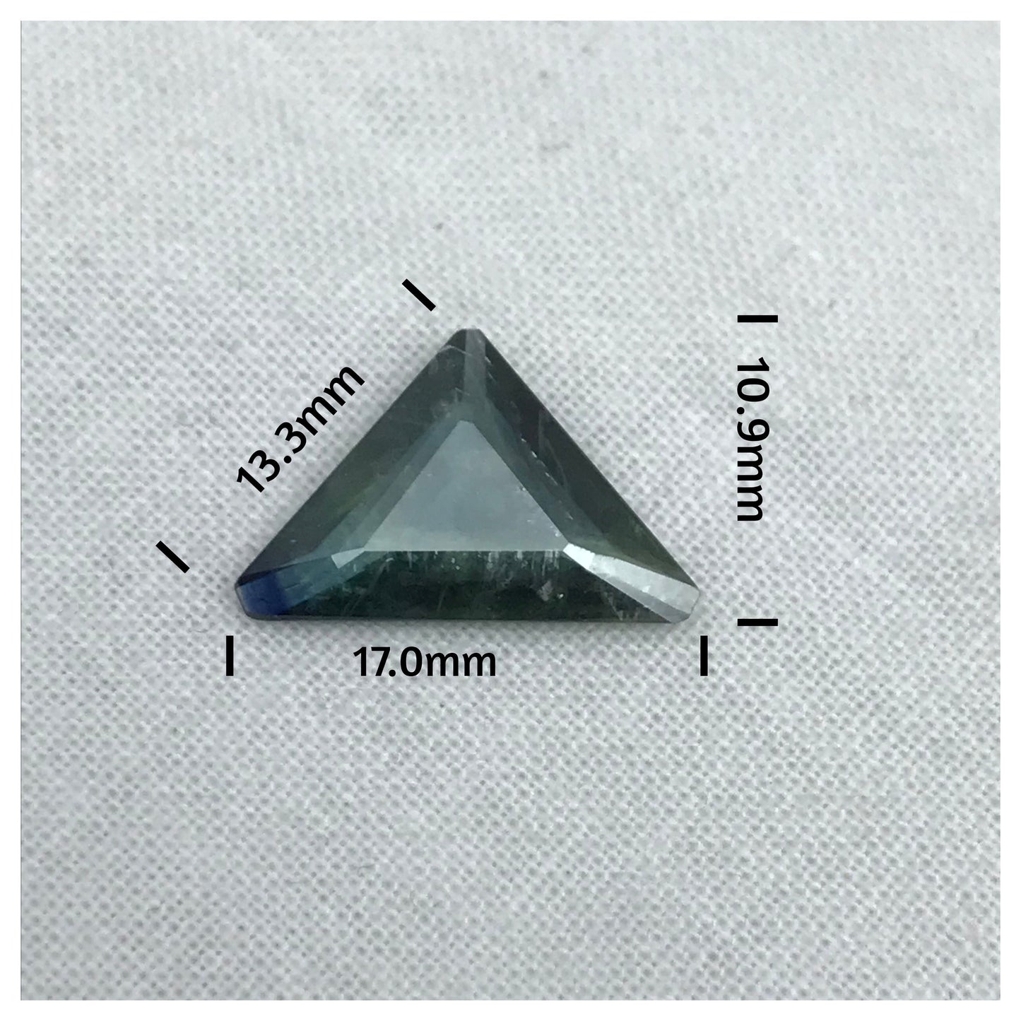 3.83ct Natural Green Sapphire, 17x11mm Triangle Cut, Heated Bluish Green Sapphire with Shiny Flaws, Faceted Loose Gemstone