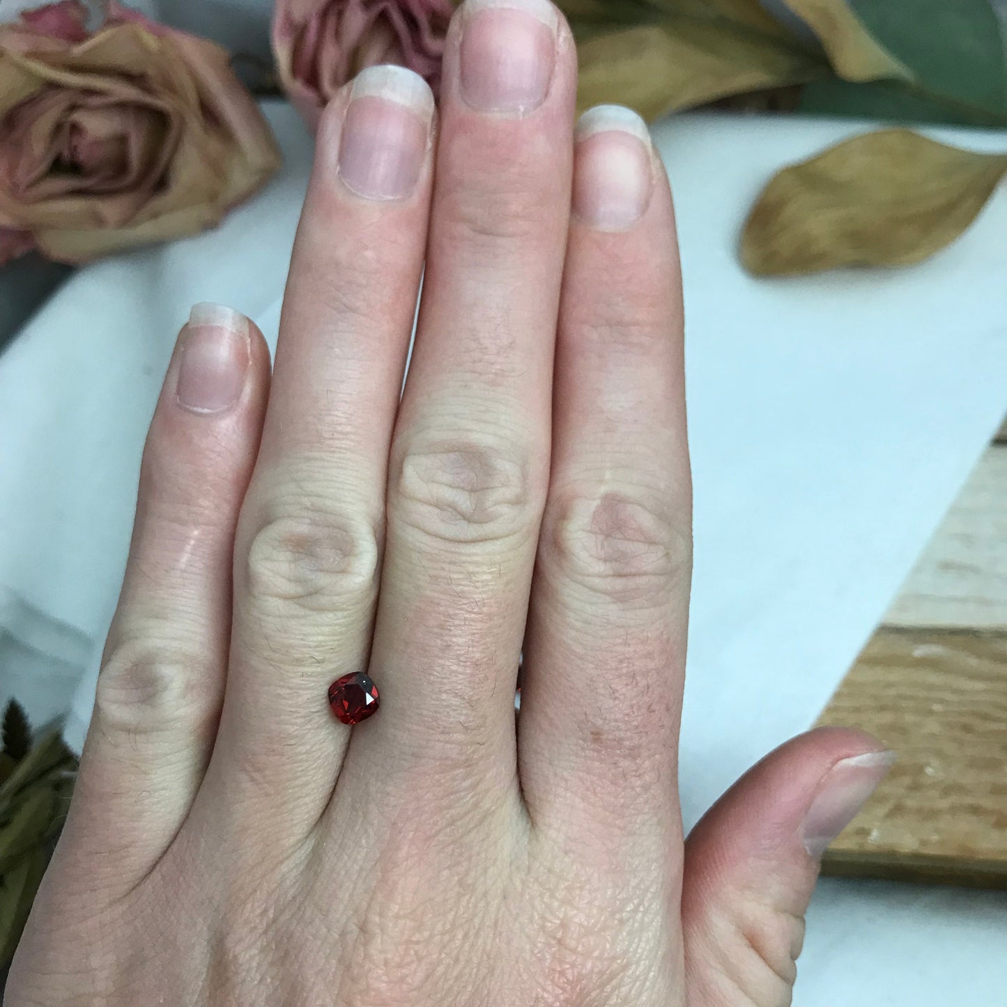 One Garnet 5mm Cushion Cut Faceted Loose Stones Unmounted Gemstone Red Flowing Gems Approx 0.75ct Garnet