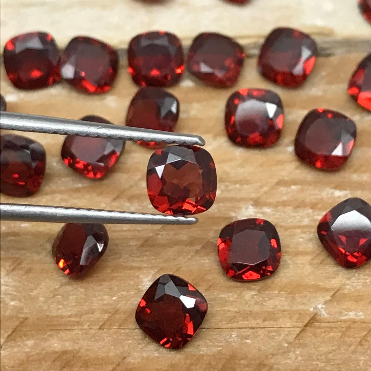 One Garnet 5mm Cushion Cut Faceted Loose Stones Unmounted Gemstone Red Flowing Gems Approx 0.75ct Garnet