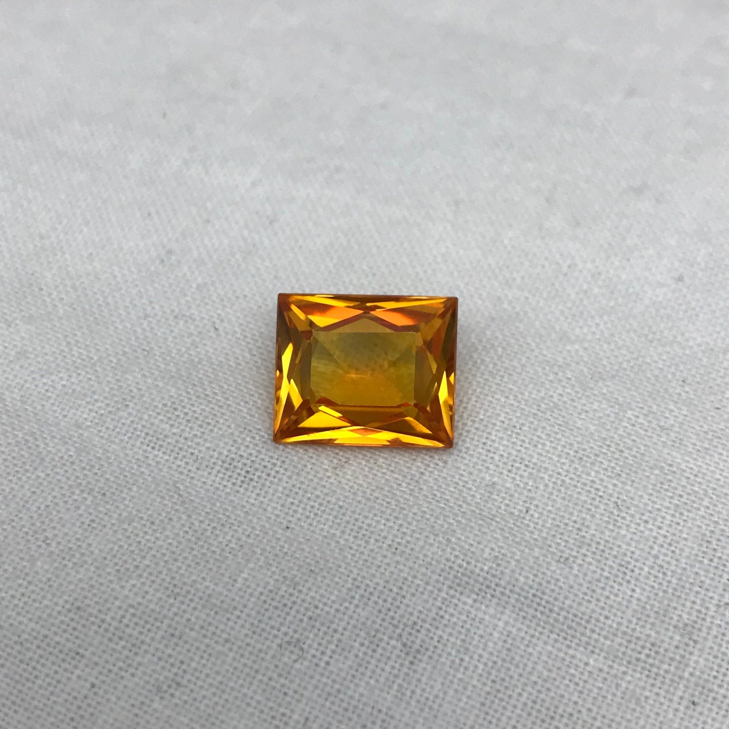 12x10mm Orange Lab Sapphire Rectangle Cut 7.75 Carat Gem Loose Gemstone, Faceted Recycled Lab Created Yellowish Orange Synthetic Corundum
