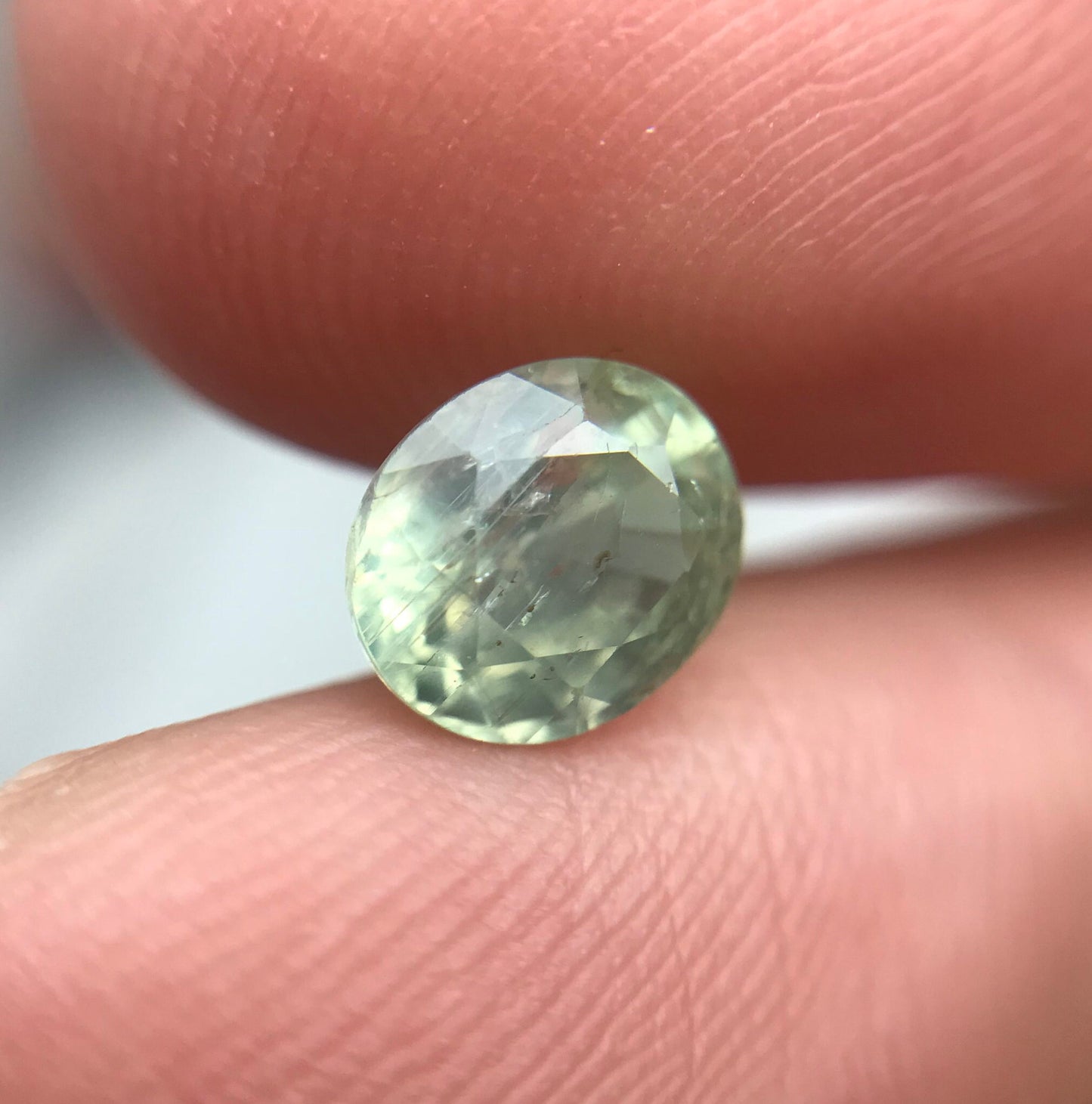 1.79 Carat Green Sapphire 7.25x6.13mm Oval Cut, Unheated Faceted Loose Natural Sapphire, Madagascar